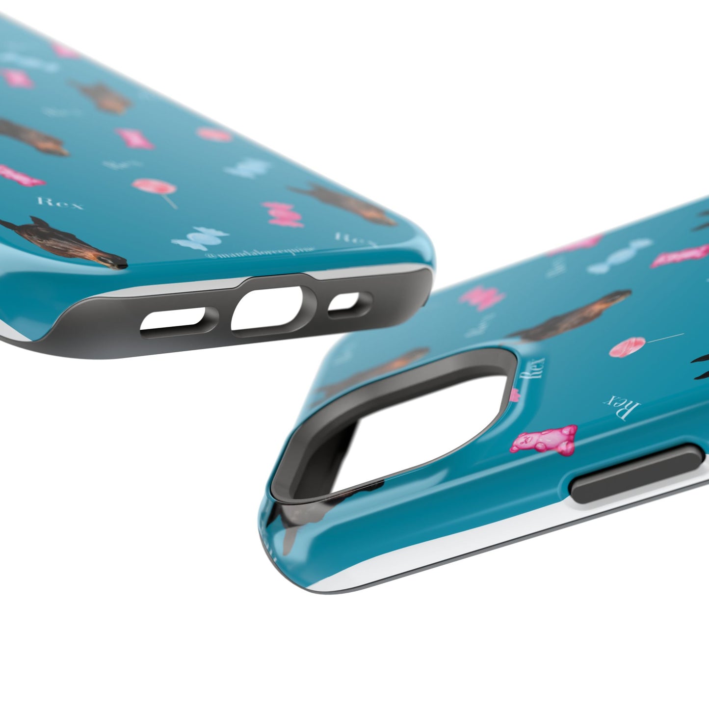 Magnetic Impact-Resistant Phone Case — Teal Doberman Candy Pattern (Protective, Shockproof)