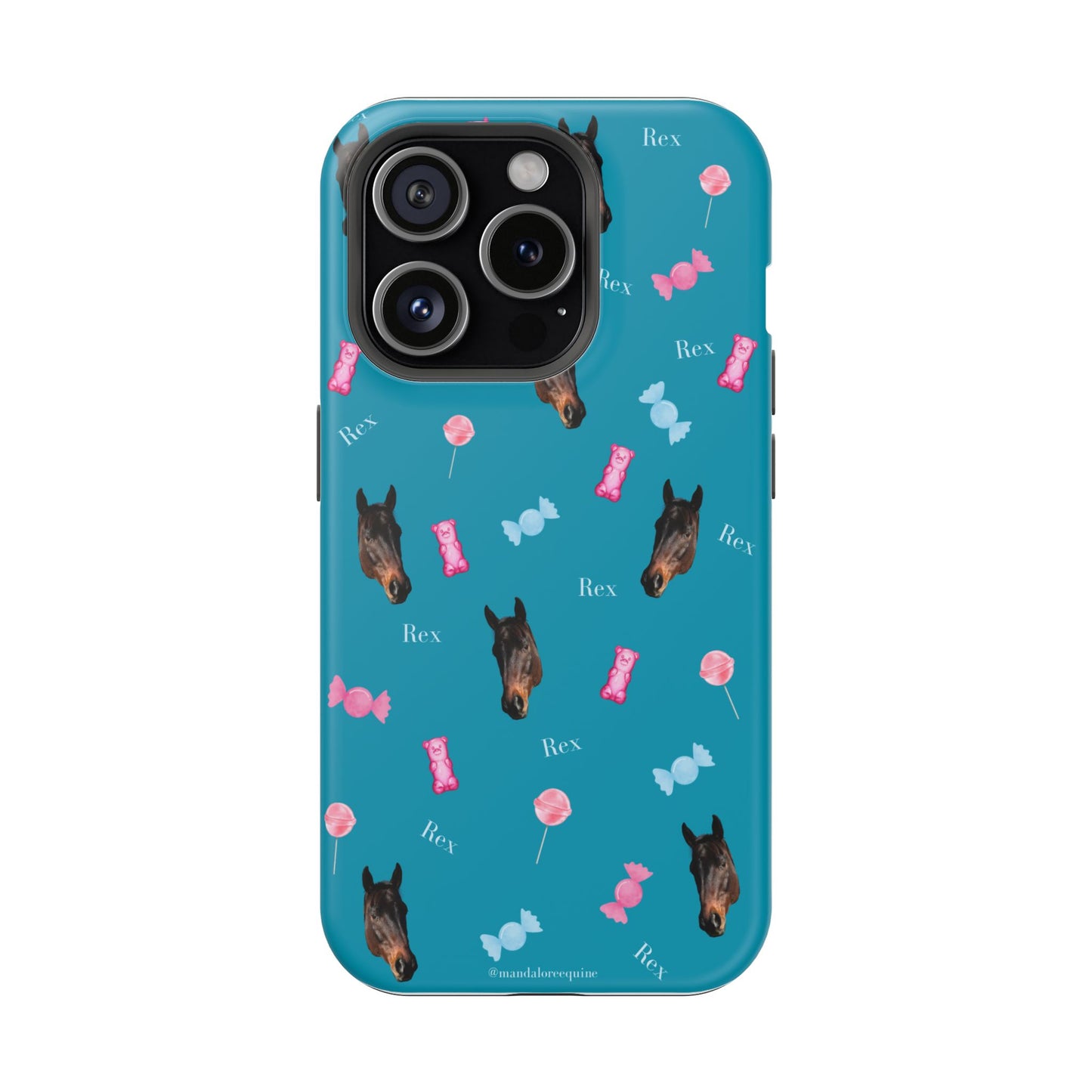 Magnetic Impact-Resistant Phone Case — Teal Doberman Candy Pattern (Protective, Shockproof)