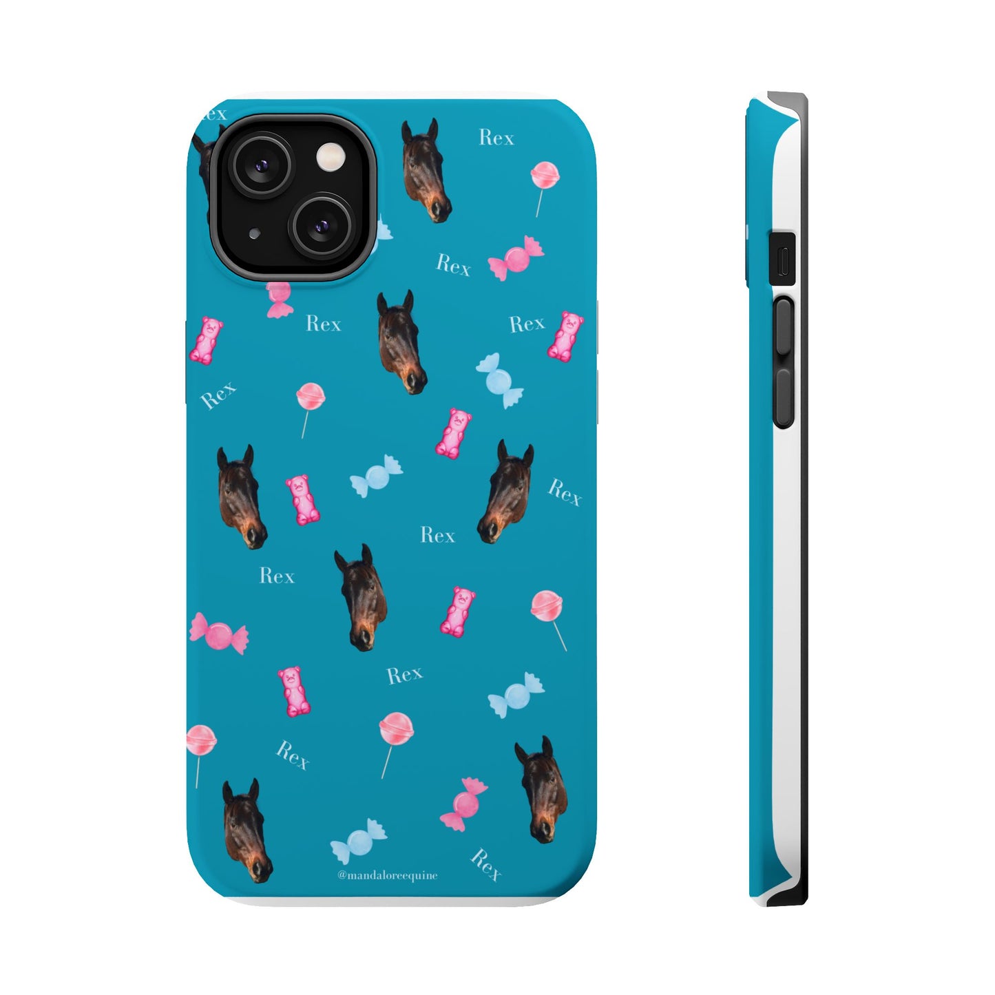 Magnetic Impact-Resistant Phone Case — Teal Doberman Candy Pattern (Protective, Shockproof)