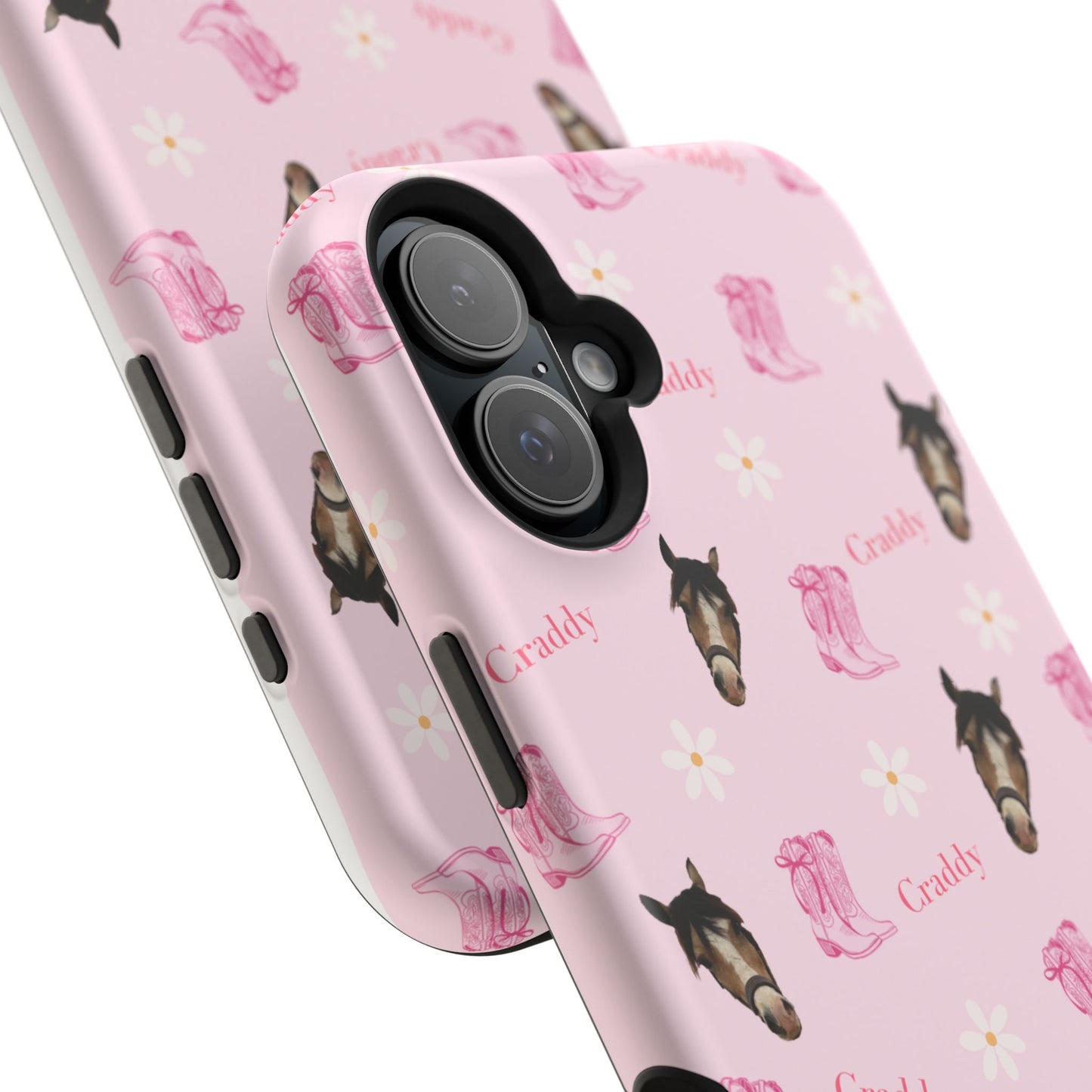 Pink Horse Pattern Magnetic Impact Case — Custom Equestrian iPhone Cover