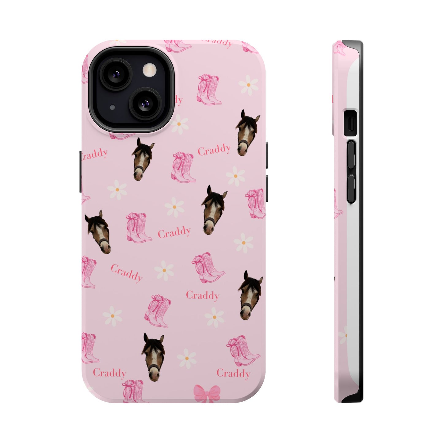 Pink Horse Pattern Magnetic Impact Case — Custom Equestrian iPhone Cover