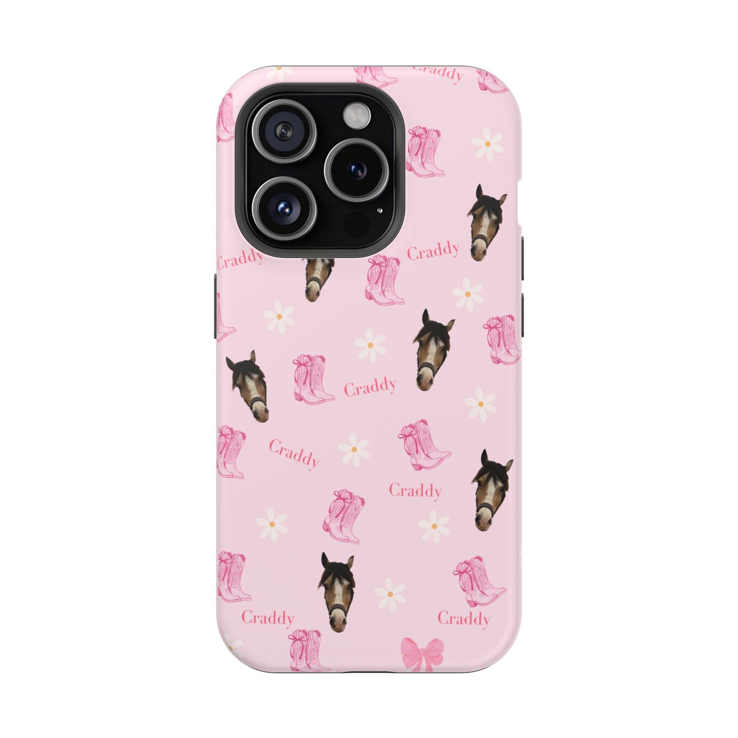 Pink Horse Pattern Magnetic Impact Case — Custom Equestrian iPhone Cover