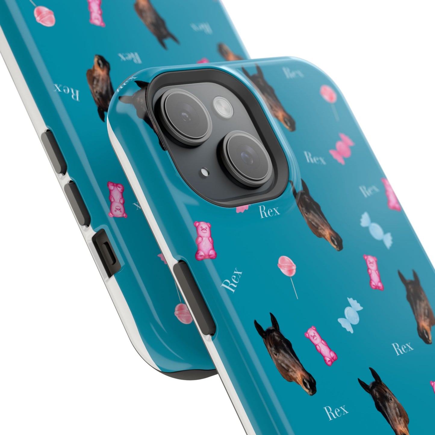 Magnetic Impact-Resistant Phone Case — Teal Doberman Candy Pattern (Protective, Shockproof)