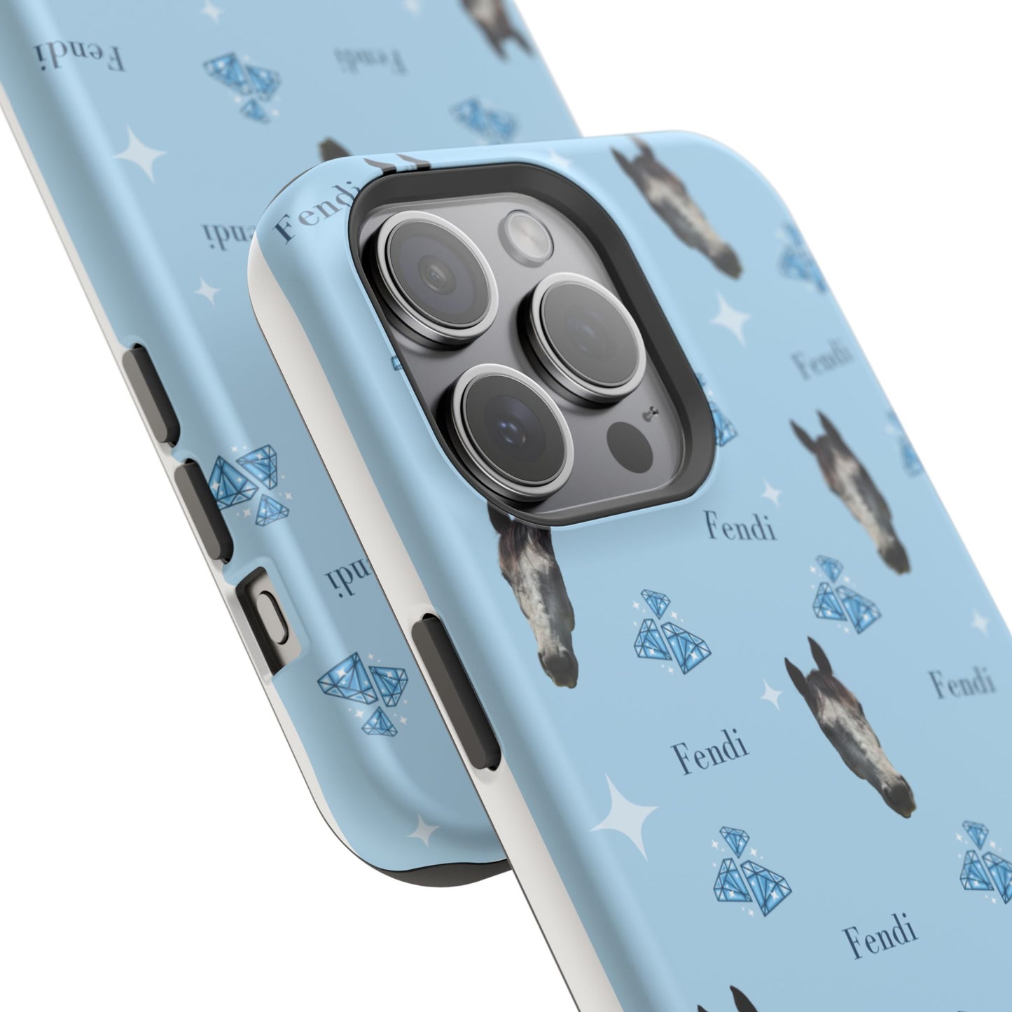 Blue Horse Pattern Magnetic Impact-Resistant Phone Case
