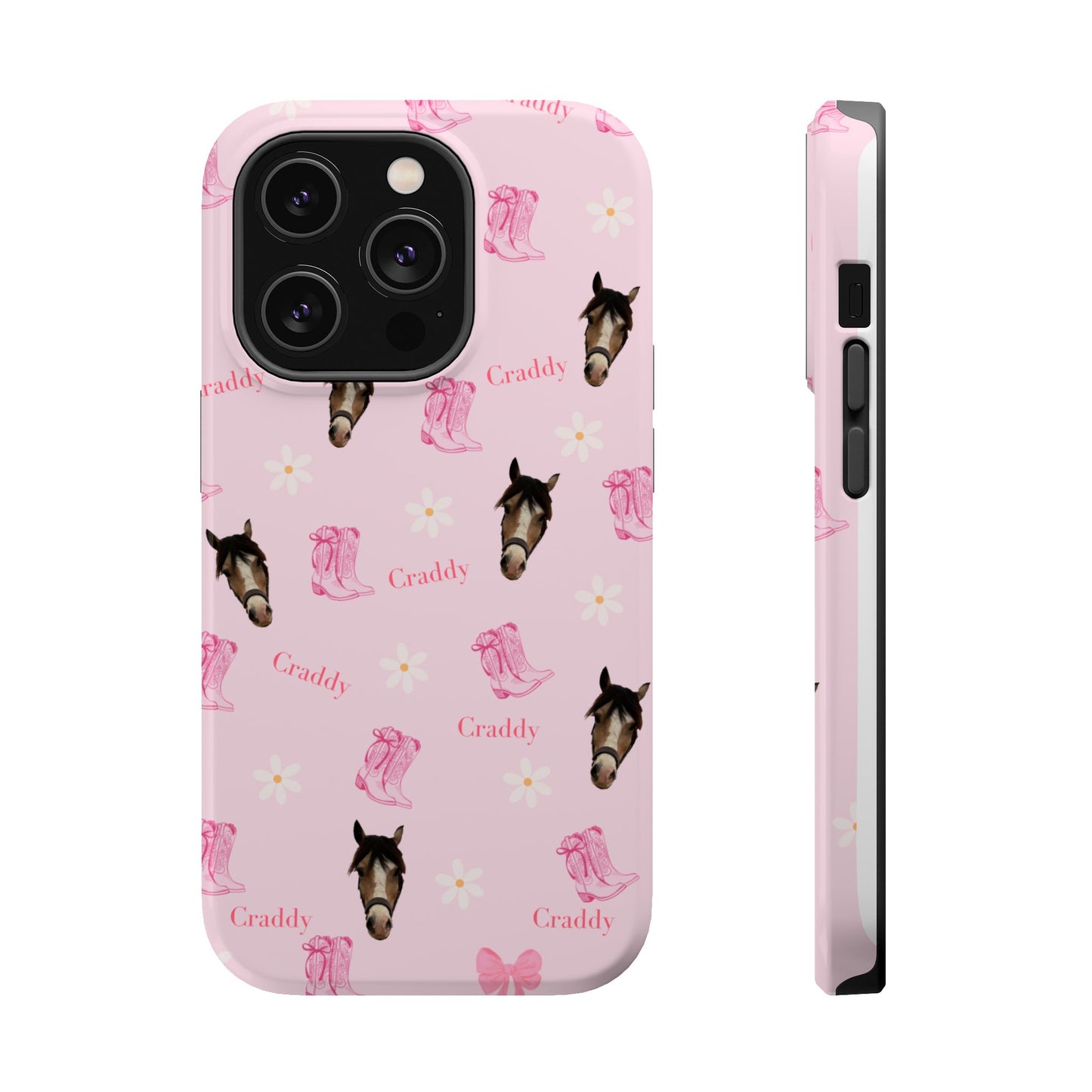 Pink Horse Pattern Magnetic Impact Case — Custom Equestrian iPhone Cover