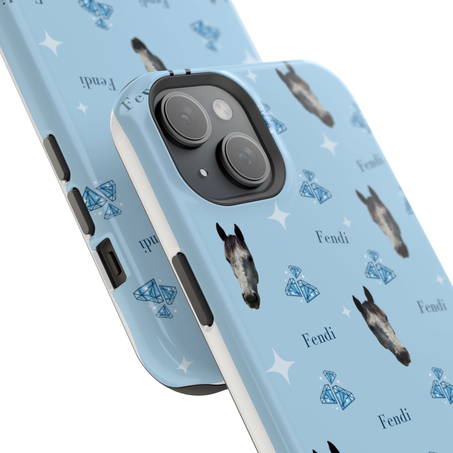 Blue Horse Pattern Magnetic Impact-Resistant Phone Case
