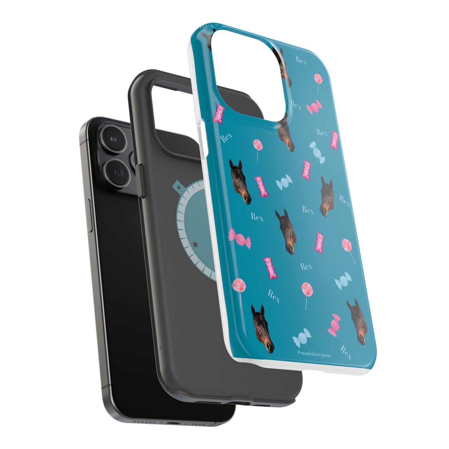 Magnetic Impact-Resistant Phone Case — Teal Doberman Candy Pattern (Protective, Shockproof)