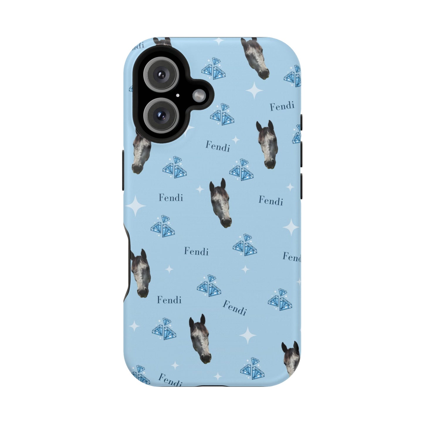 Blue Horse Pattern Magnetic Impact-Resistant Phone Case