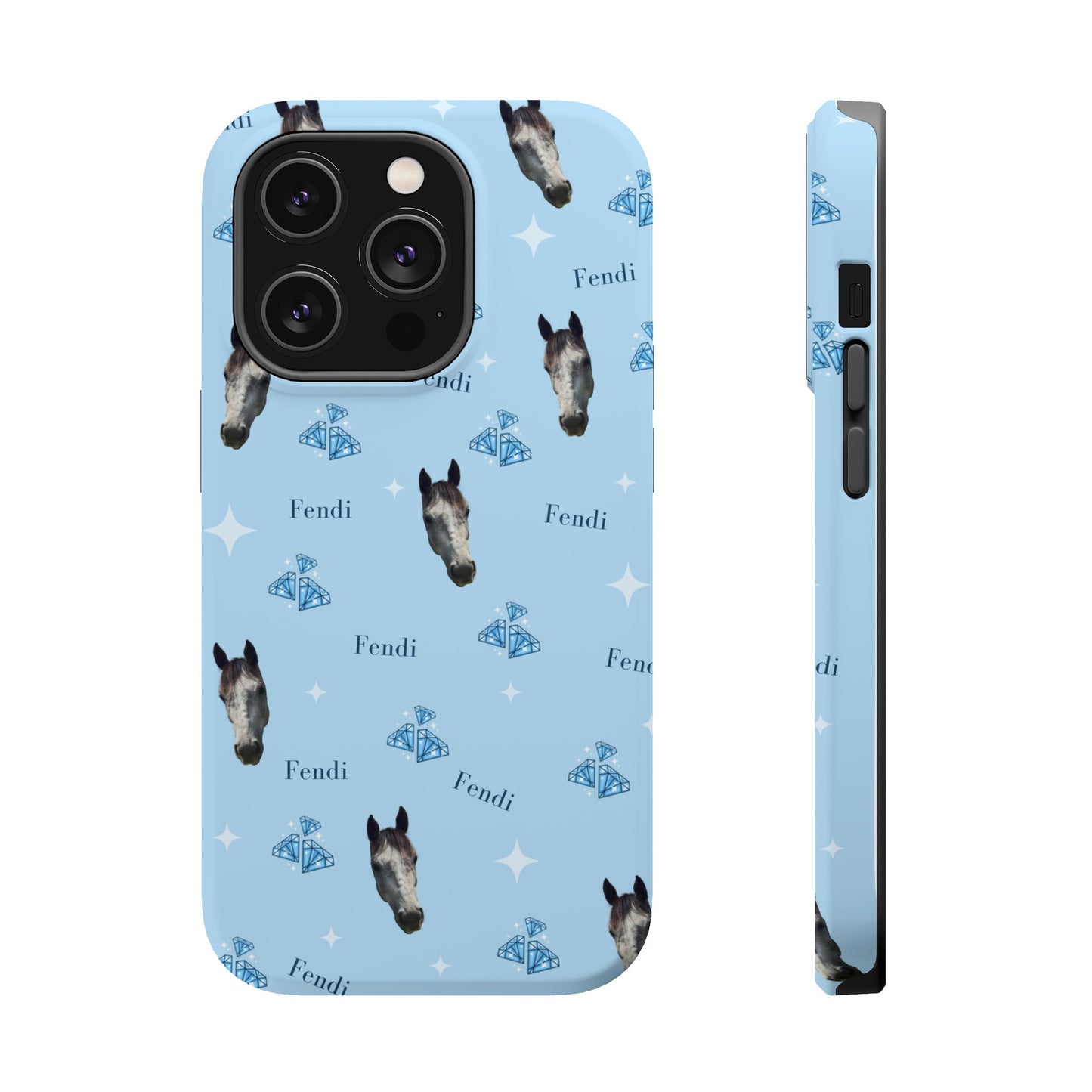 Blue Horse Pattern Magnetic Impact-Resistant Phone Case