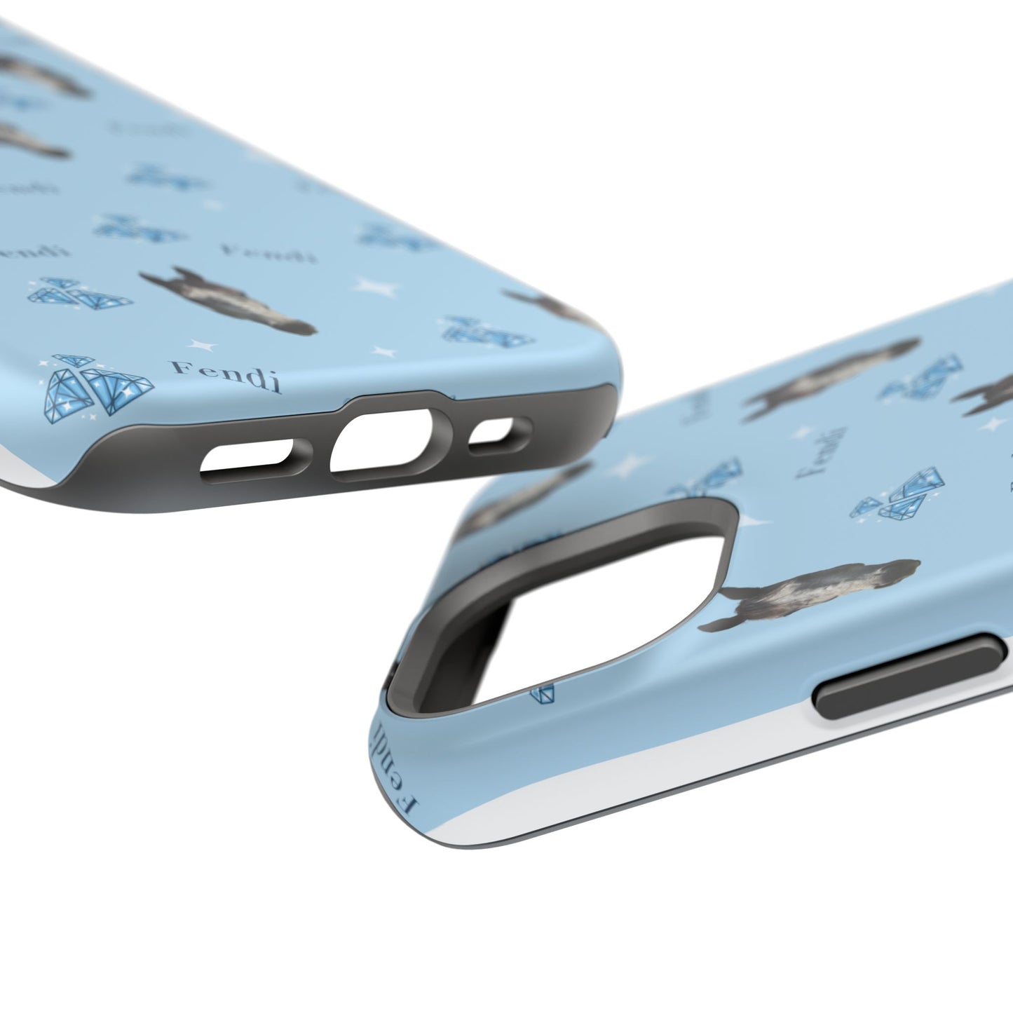 Blue Horse Pattern Magnetic Impact-Resistant Phone Case