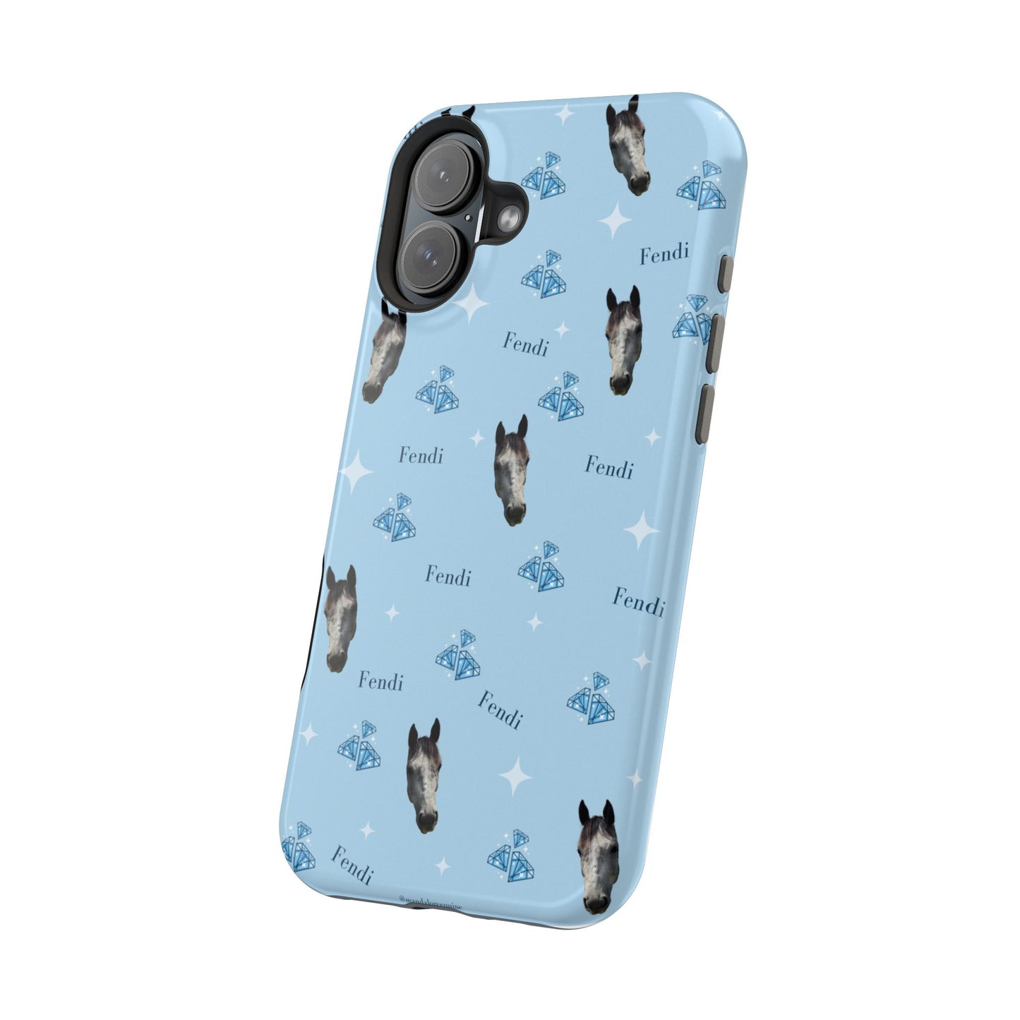 Blue Horse Pattern Magnetic Impact-Resistant Phone Case