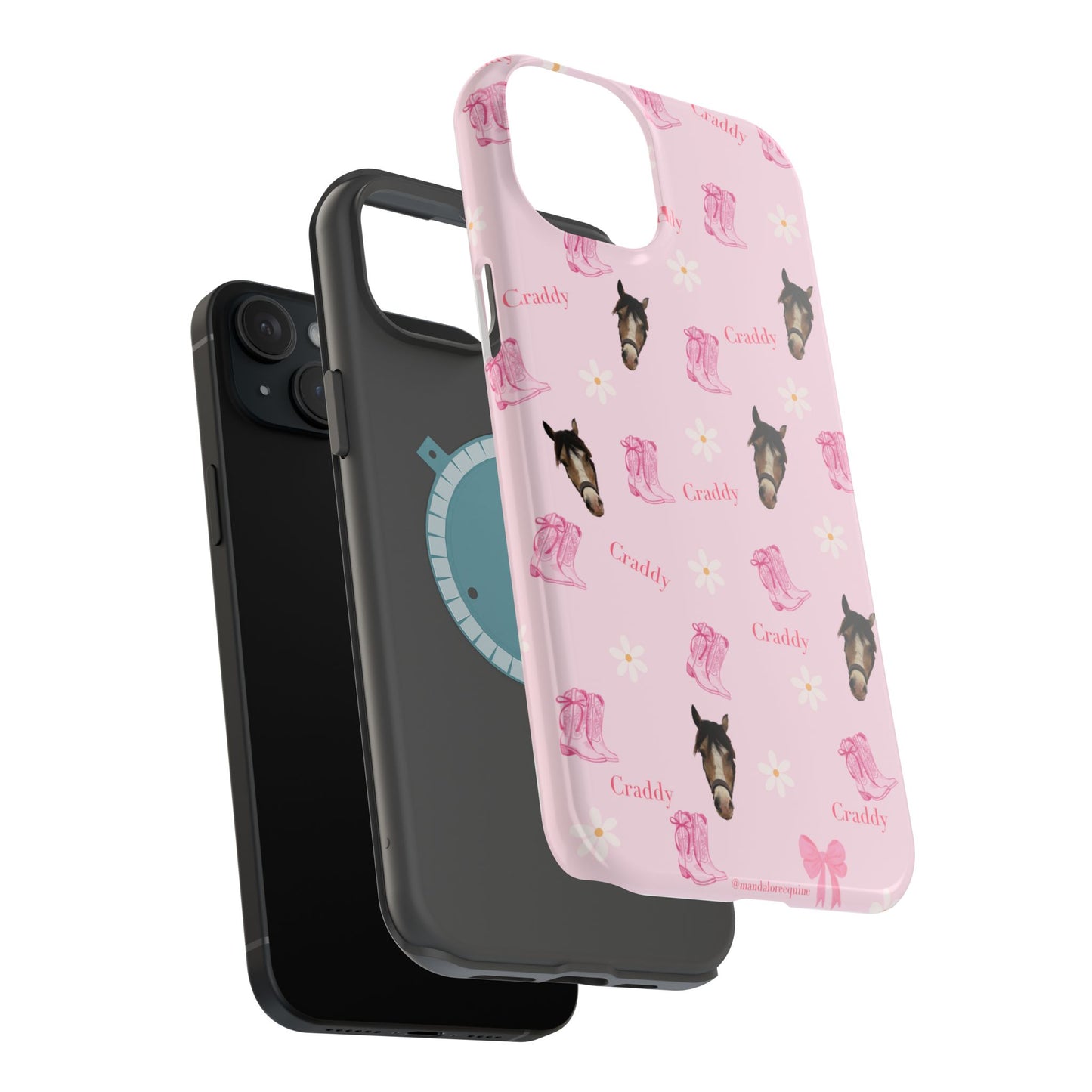Pink Horse Pattern Magnetic Impact Case — Custom Equestrian iPhone Cover