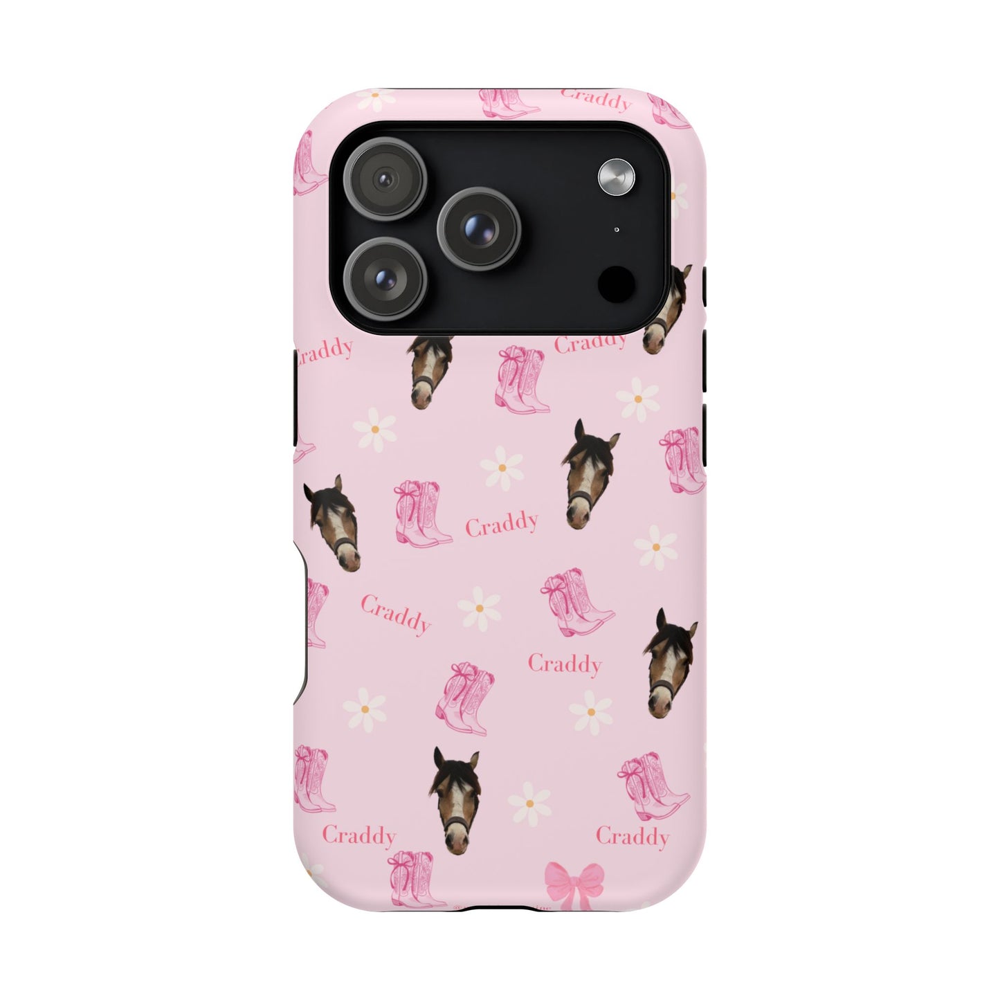 Pink Horse Pattern Magnetic Impact Case — Custom Equestrian iPhone Cover