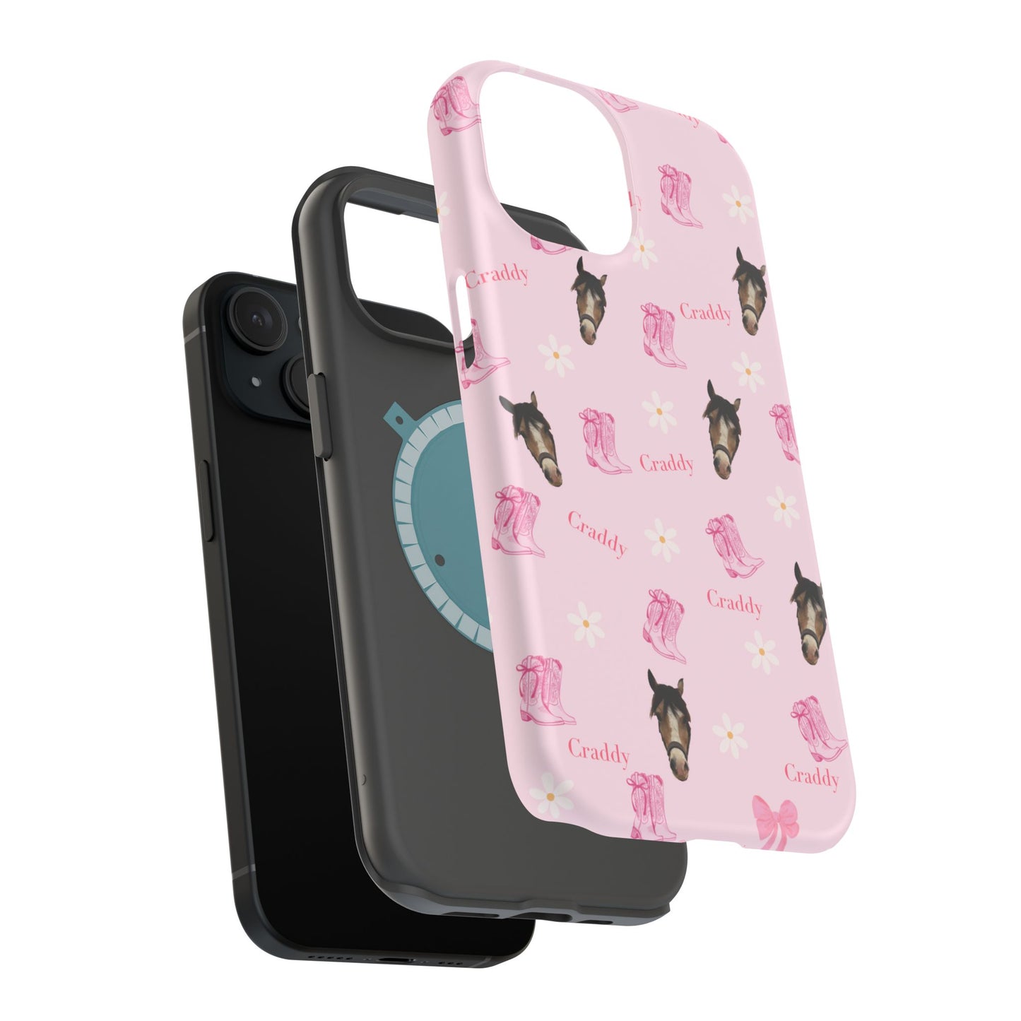 Pink Horse Pattern Magnetic Impact Case — Custom Equestrian iPhone Cover