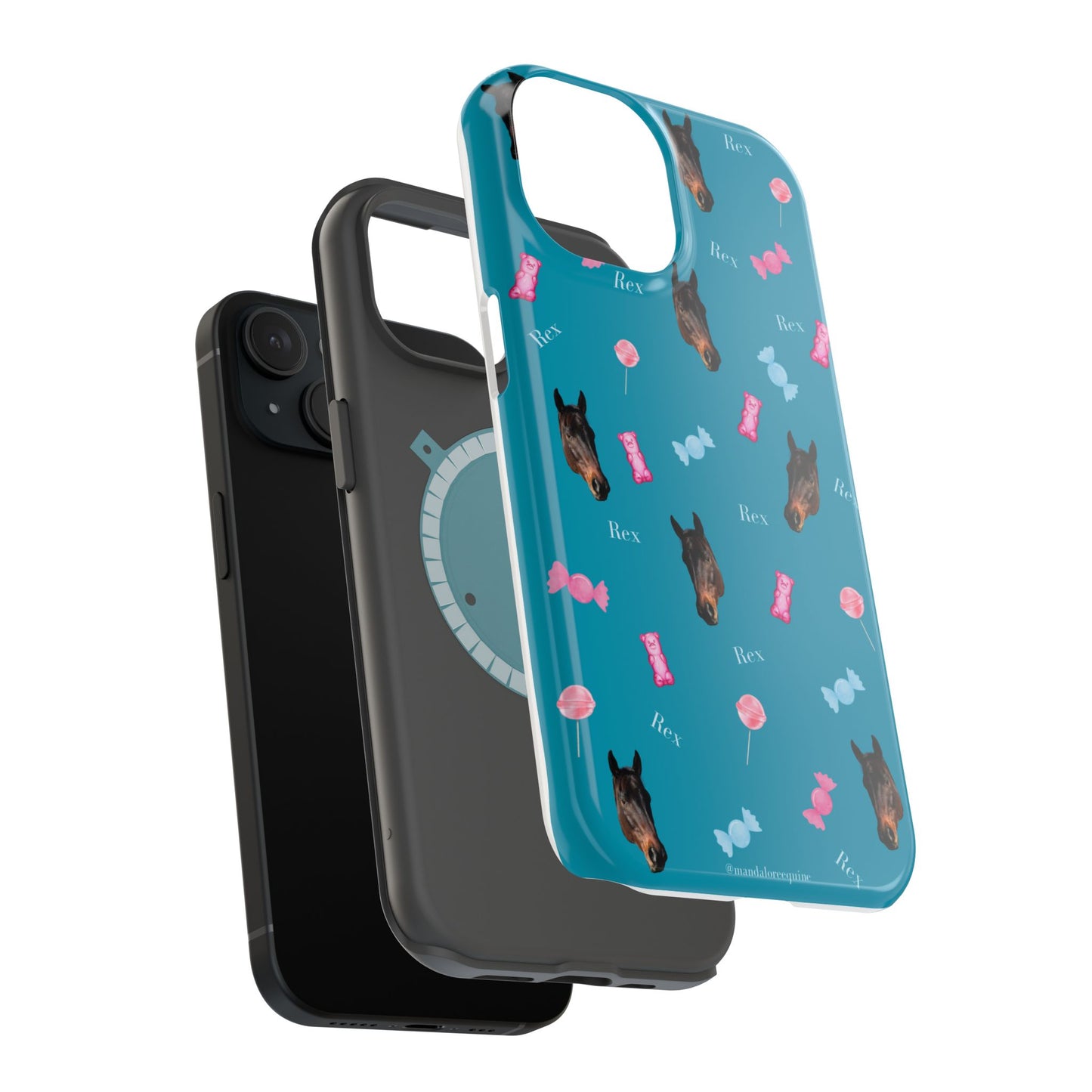 Magnetic Impact-Resistant Phone Case — Teal Doberman Candy Pattern (Protective, Shockproof)