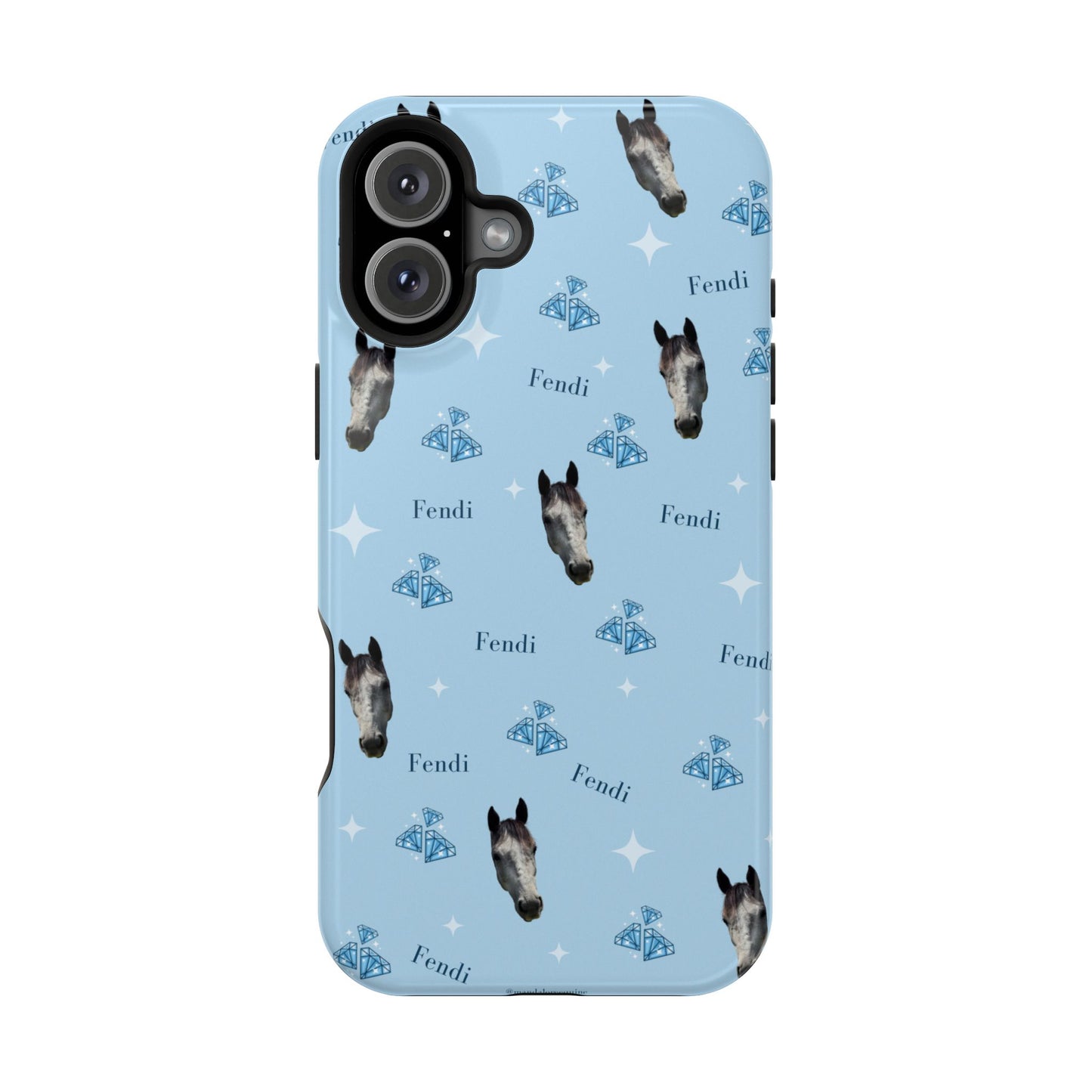 Blue Horse Pattern Magnetic Impact-Resistant Phone Case