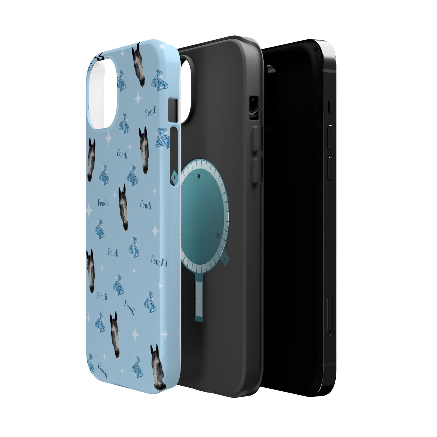 Blue Horse Pattern Magnetic Impact-Resistant Phone Case