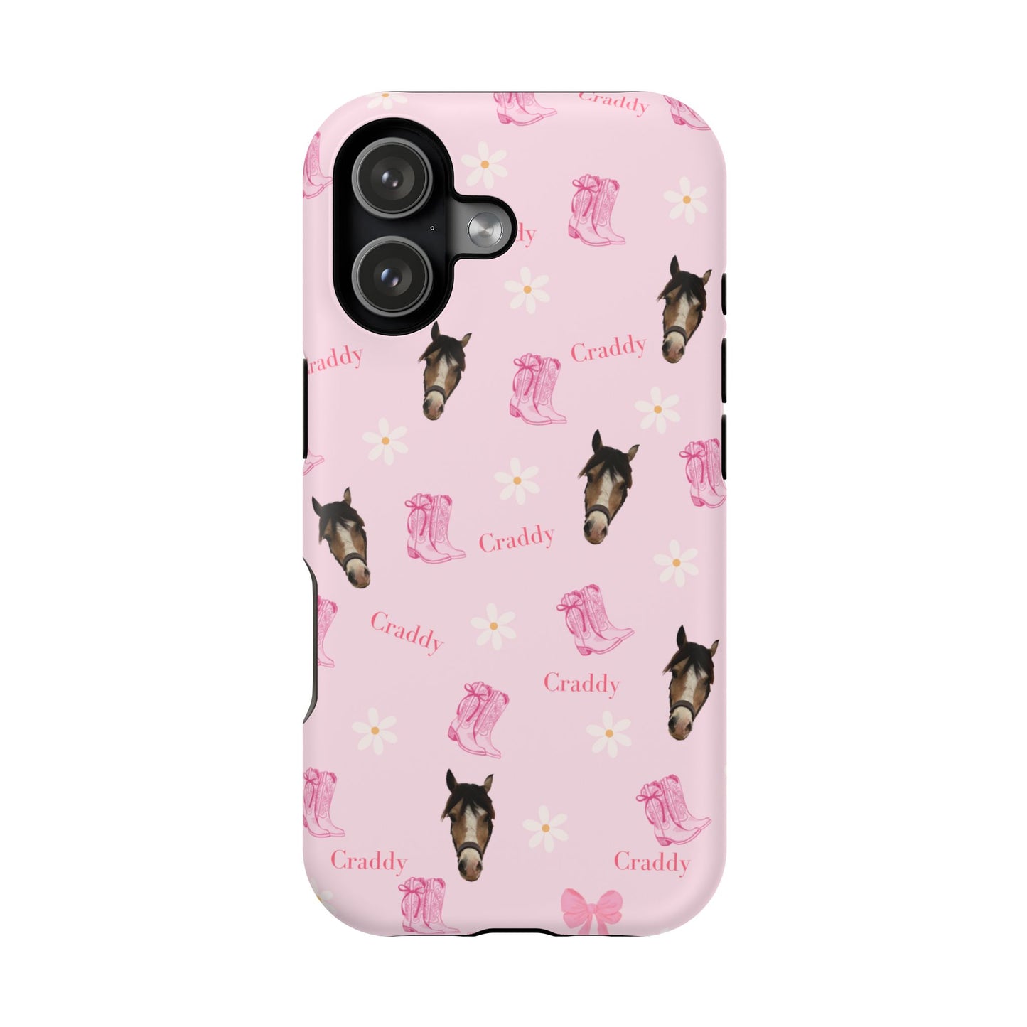 Pink Horse Pattern Magnetic Impact Case — Custom Equestrian iPhone Cover