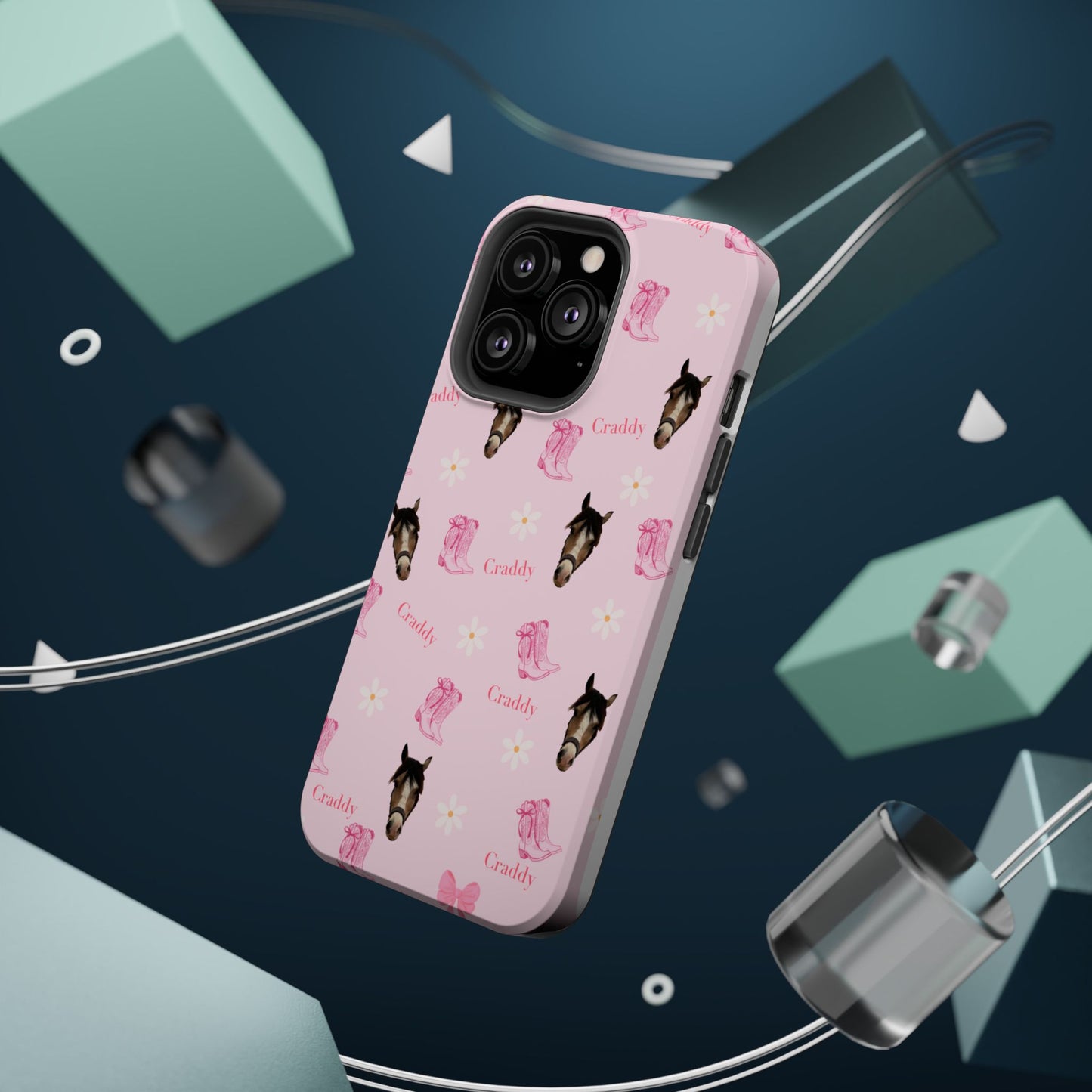 Pink Horse Pattern Magnetic Impact Case — Custom Equestrian iPhone Cover