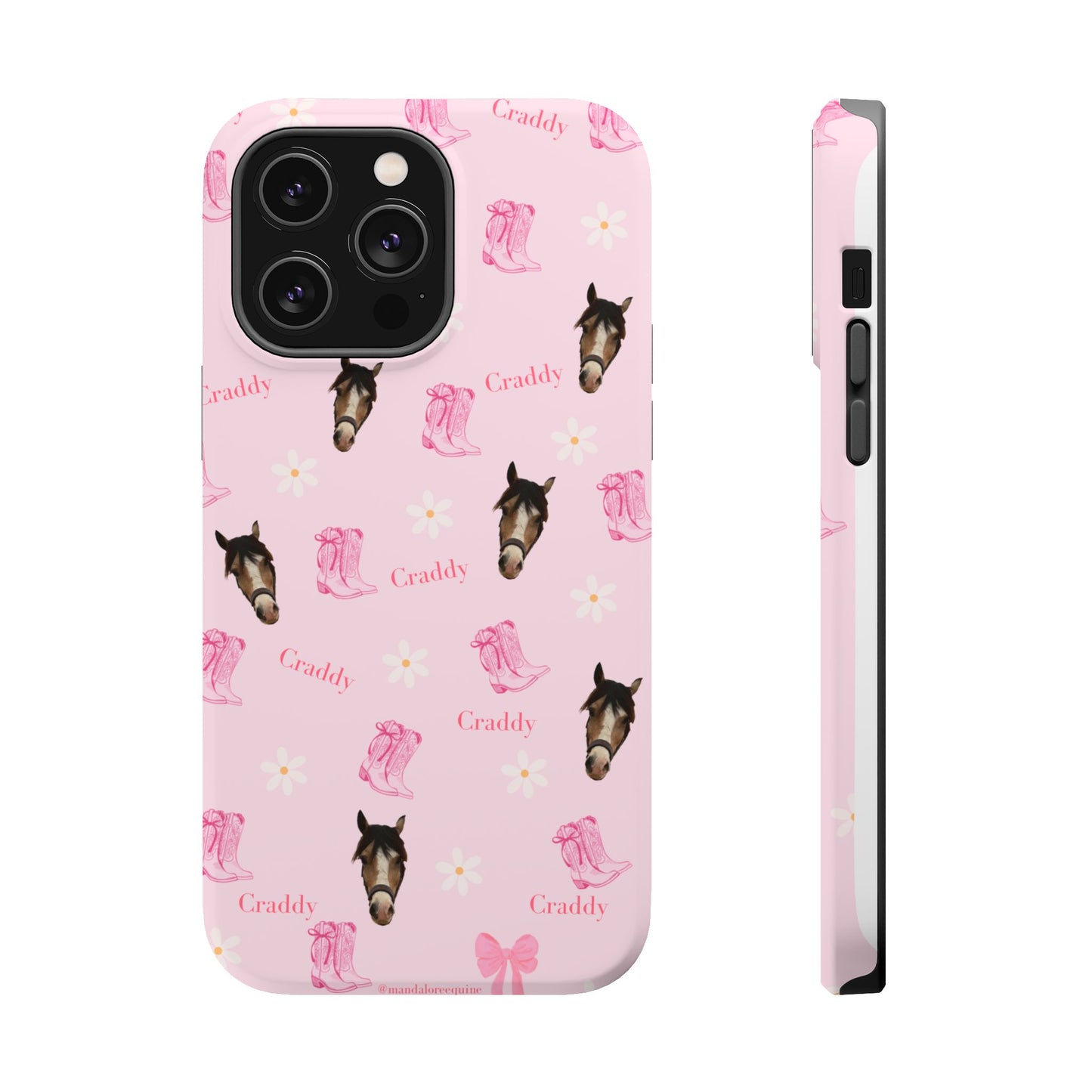 Pink Horse Pattern Magnetic Impact Case — Custom Equestrian iPhone Cover