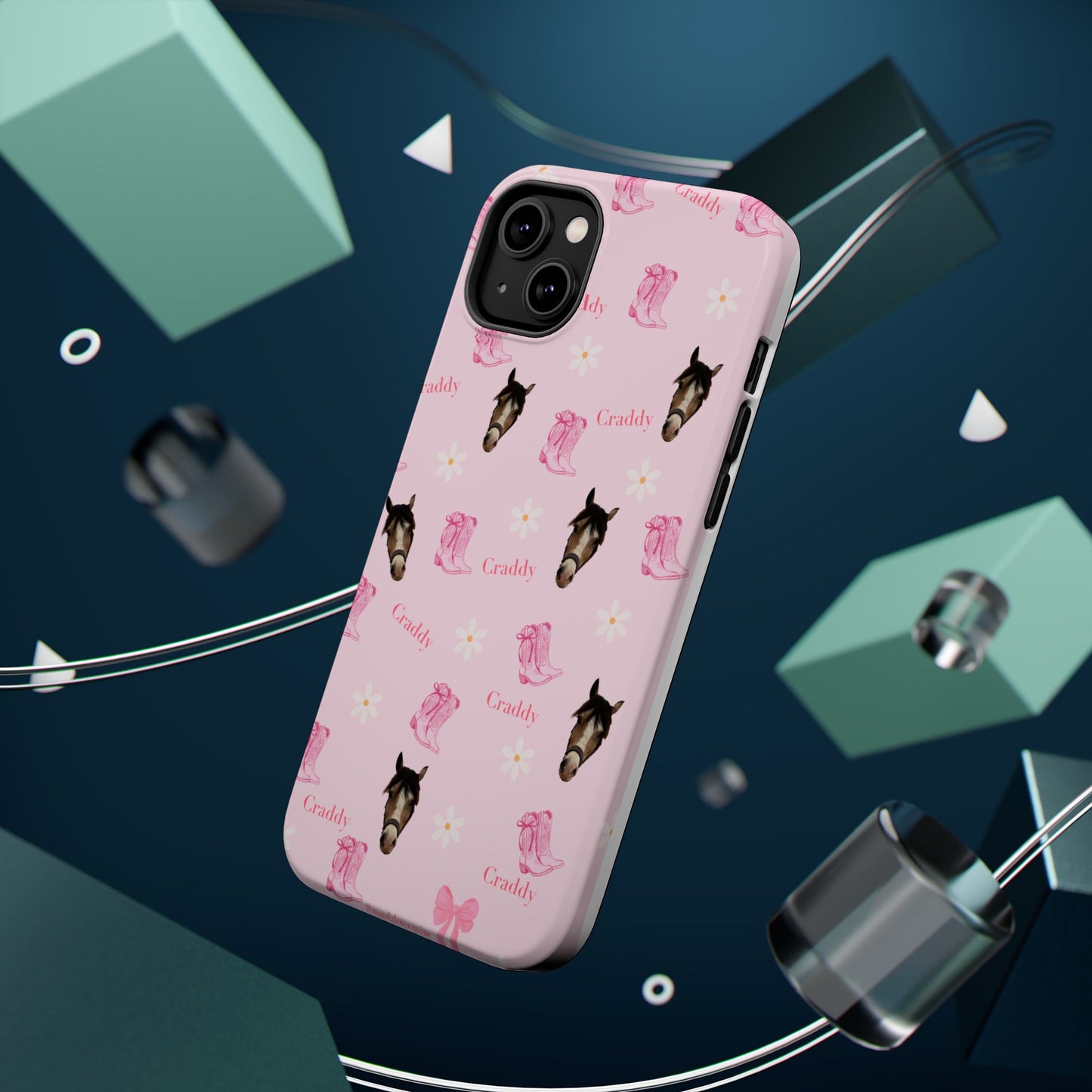 Pink Horse Pattern Magnetic Impact Case — Custom Equestrian iPhone Cover