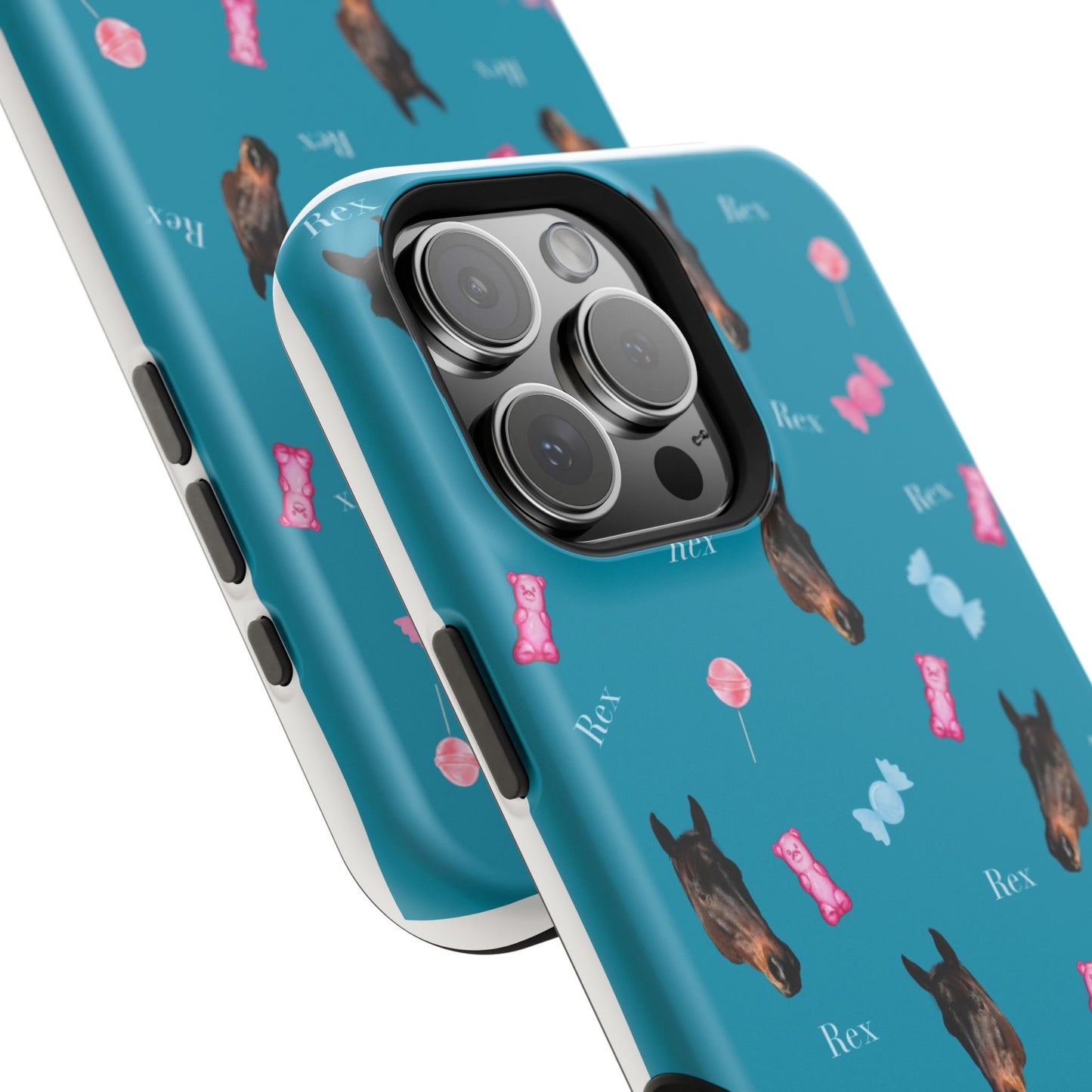 Magnetic Impact-Resistant Phone Case — Teal Doberman Candy Pattern (Protective, Shockproof)