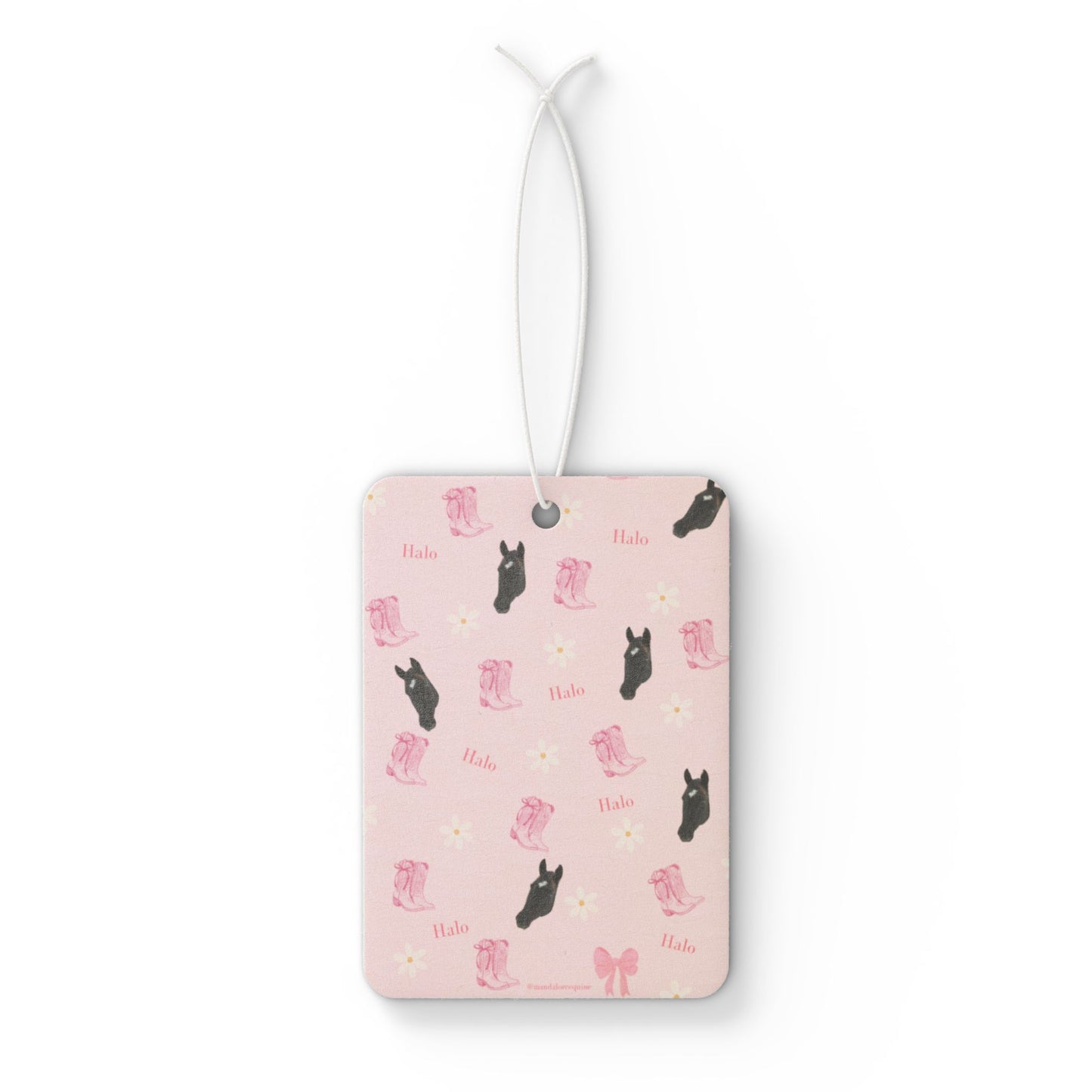 Black Horse Pink Car Air Freshener — Floral Equine Scented Ornament