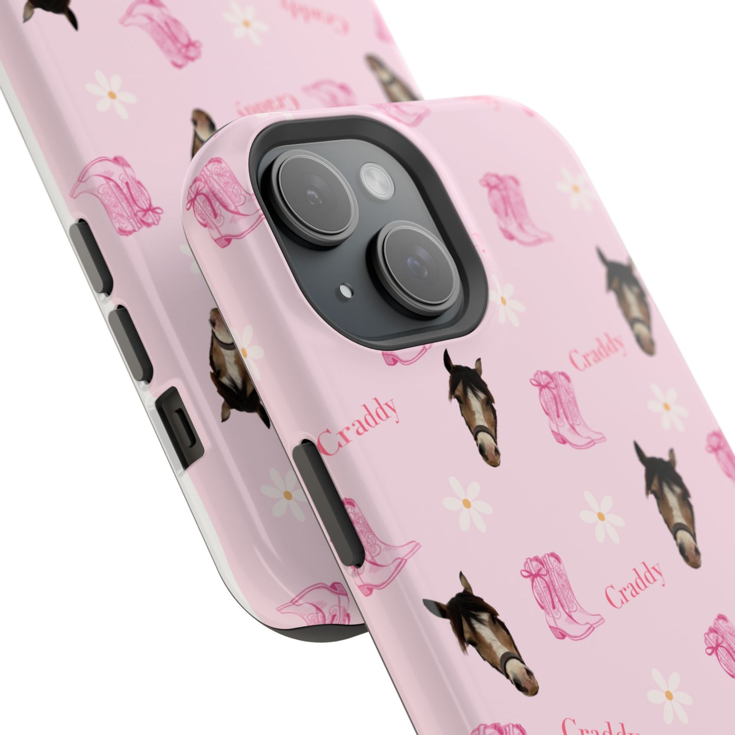 Pink Horse Pattern Magnetic Impact Case — Custom Equestrian iPhone Cover
