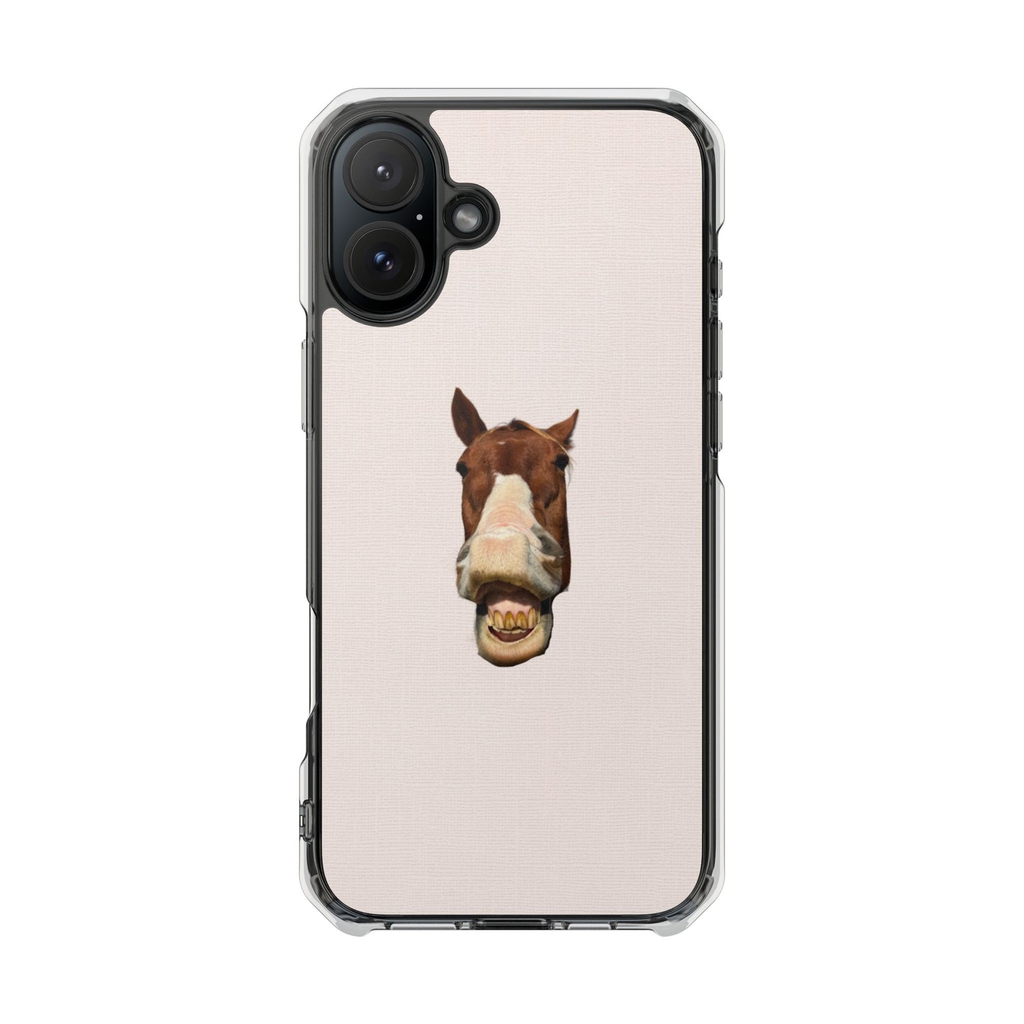 Clear Magnetic Phone Case — Funny Grinning Horse Design