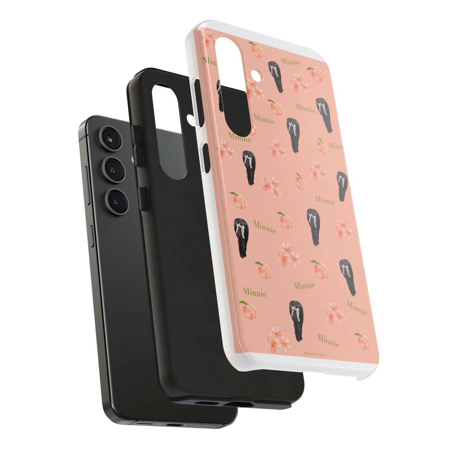 Personalized Peach Floral Phone Case — Tough Protective Case with Custom Name (Minnie)