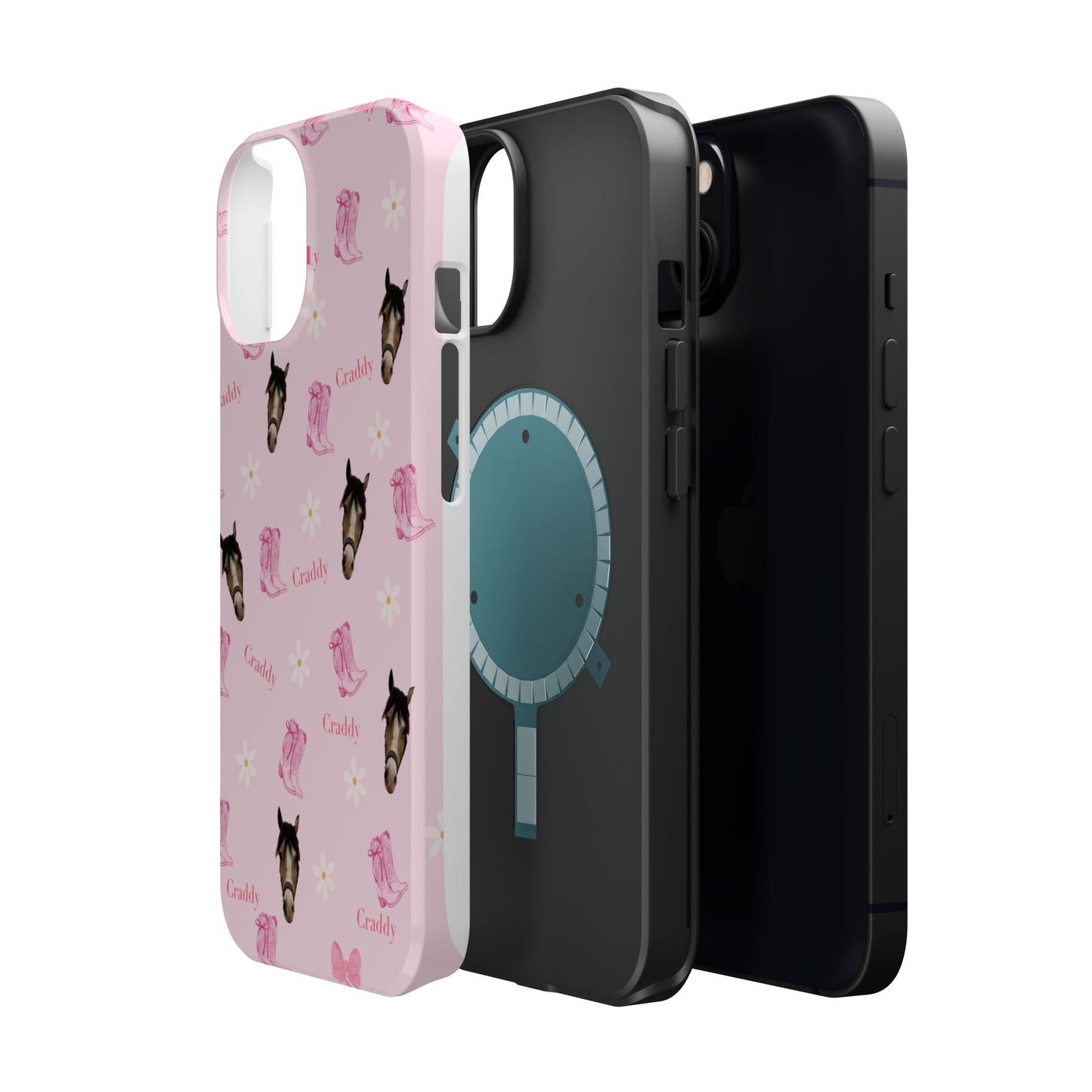 Pink Horse Pattern Magnetic Impact Case — Custom Equestrian iPhone Cover