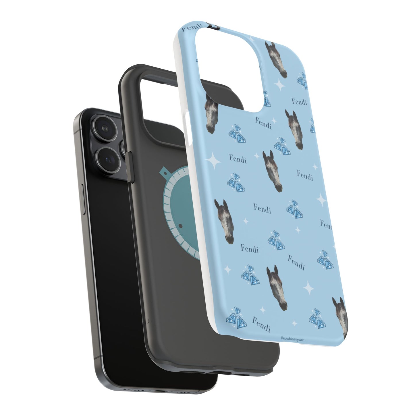 Blue Horse Pattern Magnetic Impact-Resistant Phone Case