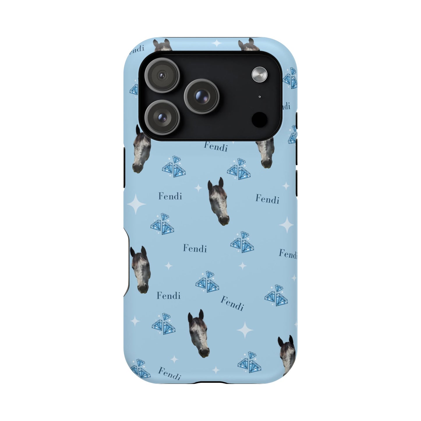 Blue Horse Pattern Magnetic Impact-Resistant Phone Case