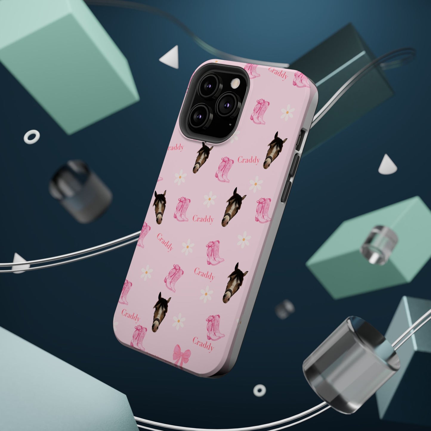 Pink Horse Pattern Magnetic Impact Case — Custom Equestrian iPhone Cover