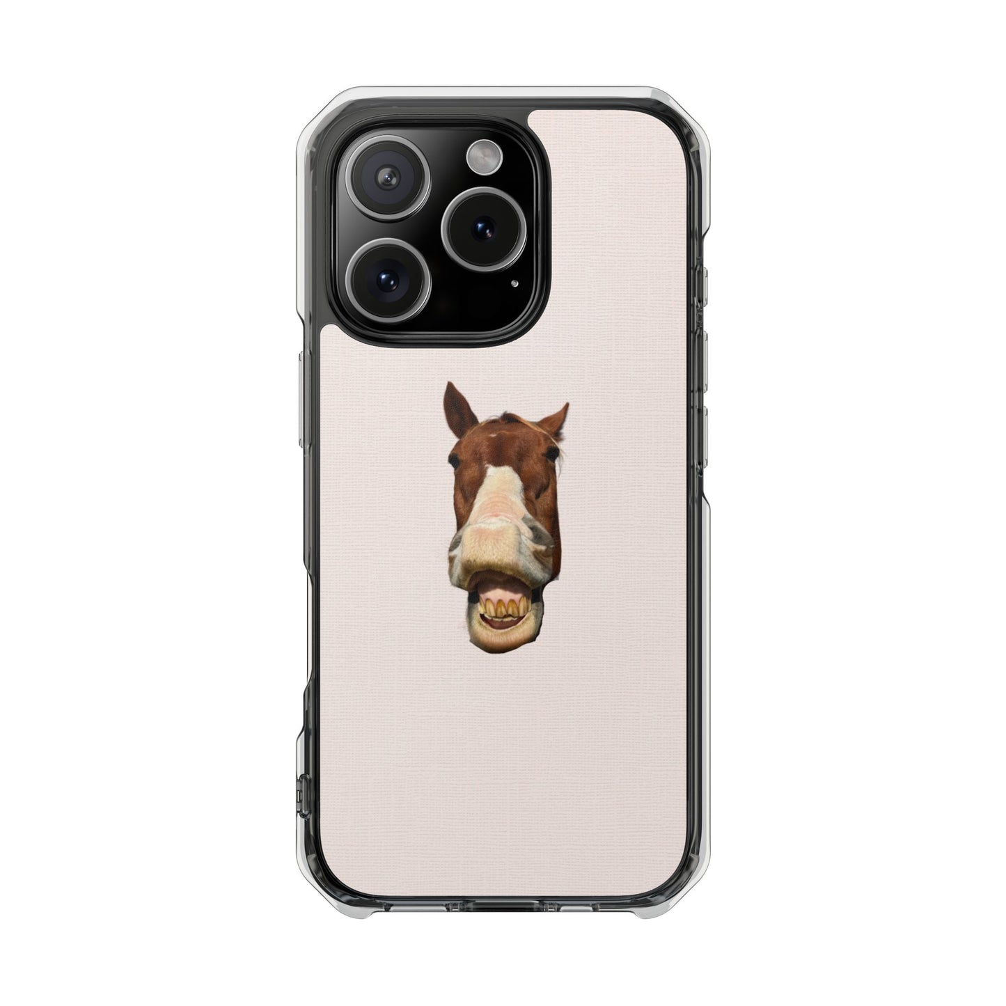 Clear Magnetic Phone Case — Funny Grinning Horse Design