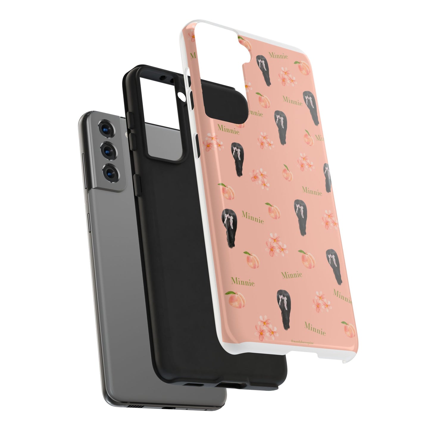 Personalized Peach Floral Phone Case — Tough Protective Case with Custom Name (Minnie)