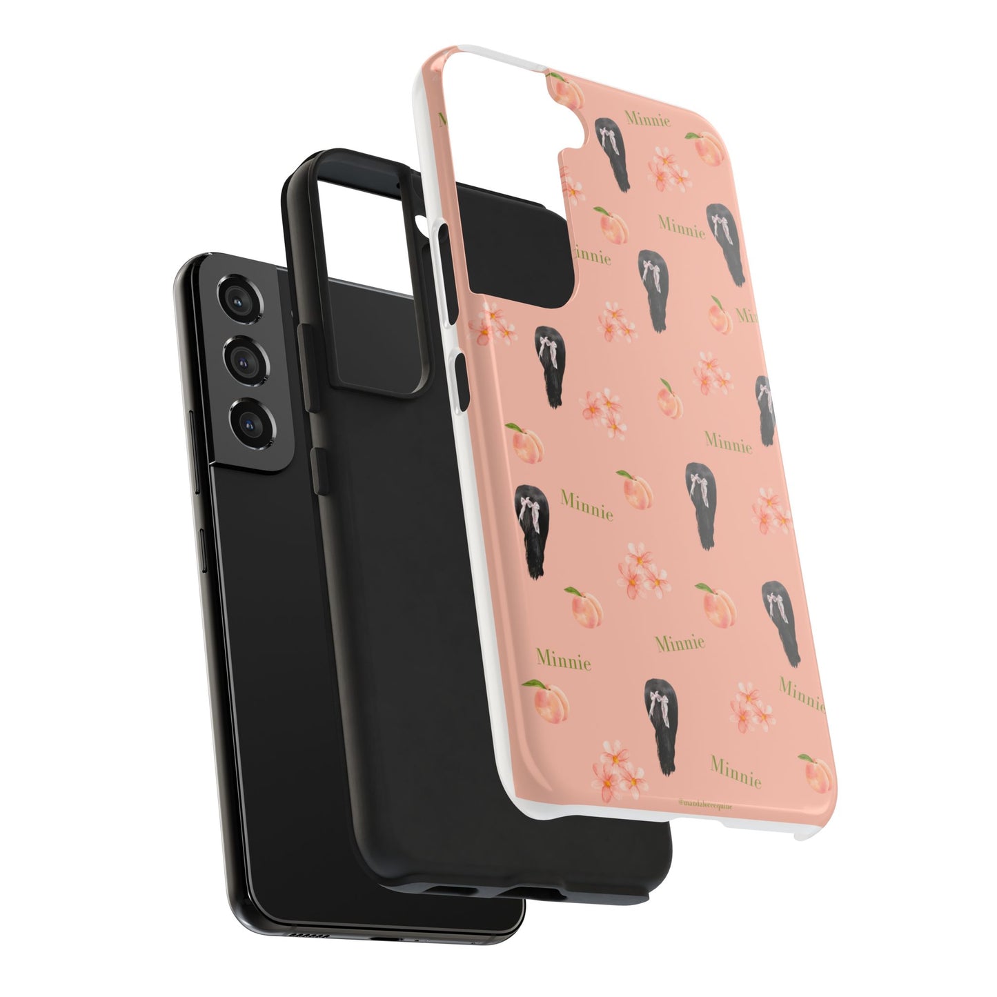 Personalized Peach Floral Phone Case — Tough Protective Case with Custom Name (Minnie)