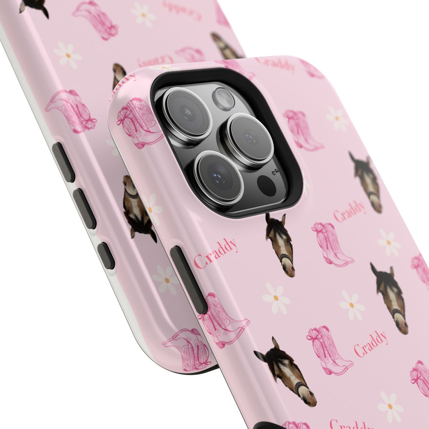 Pink Horse Pattern Magnetic Impact Case — Custom Equestrian iPhone Cover