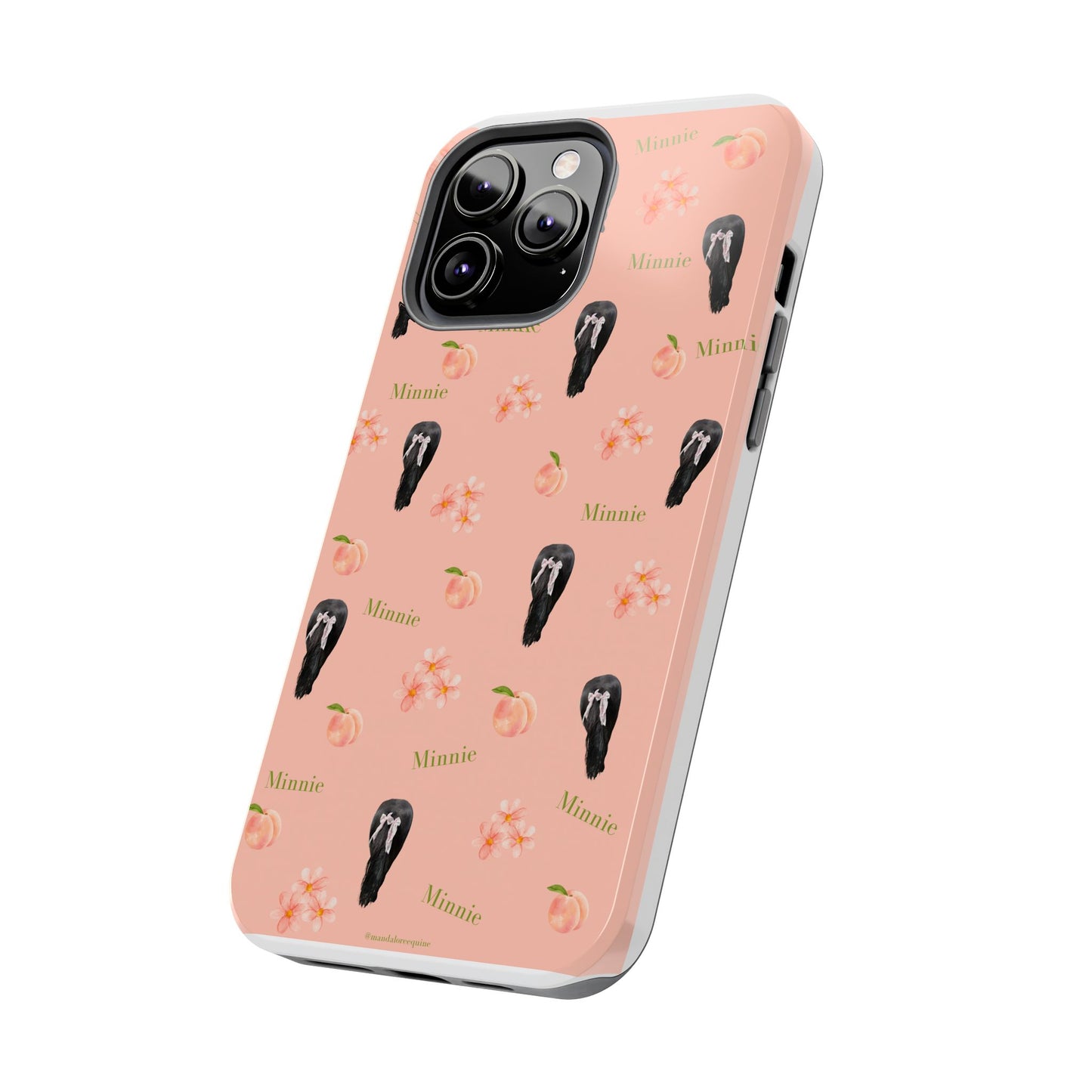 Personalized Peach Floral Phone Case — Tough Protective Case with Custom Name (Minnie)