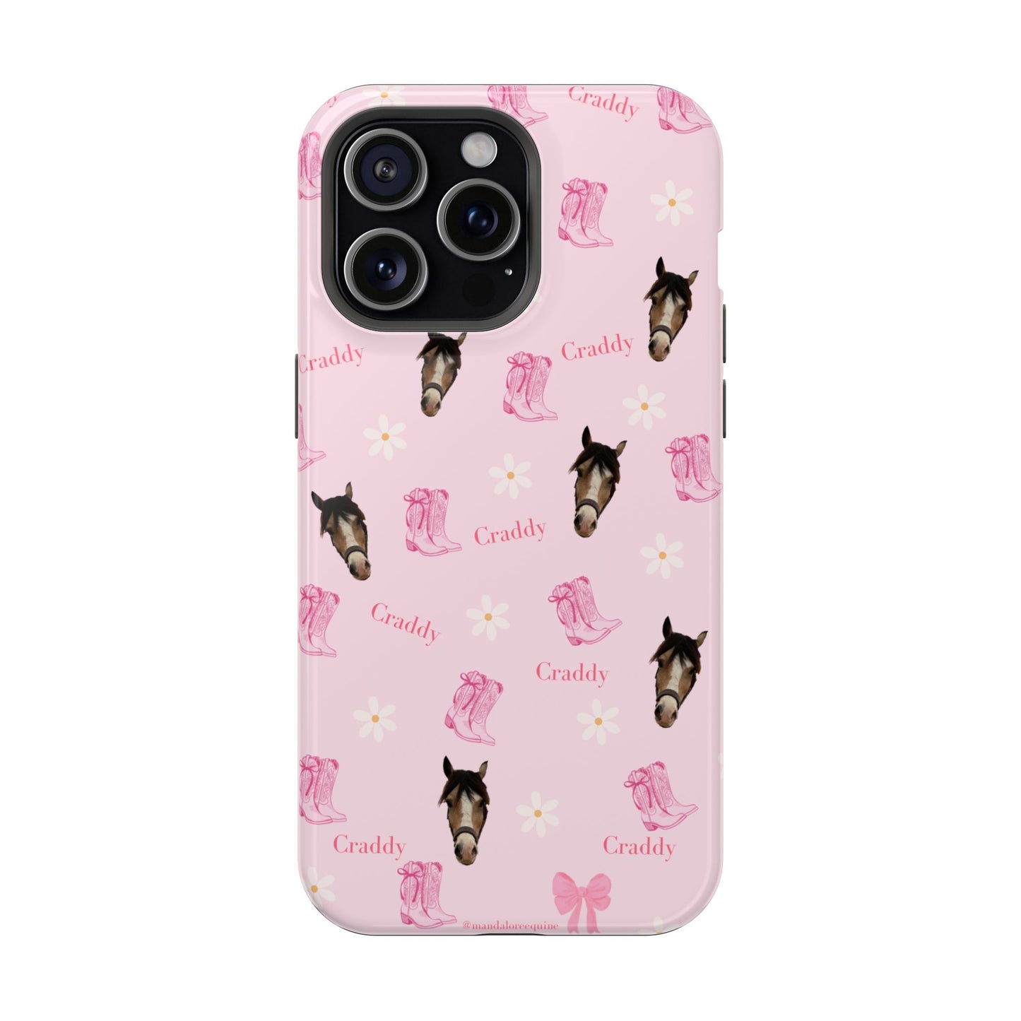 Pink Horse Pattern Magnetic Impact Case — Custom Equestrian iPhone Cover