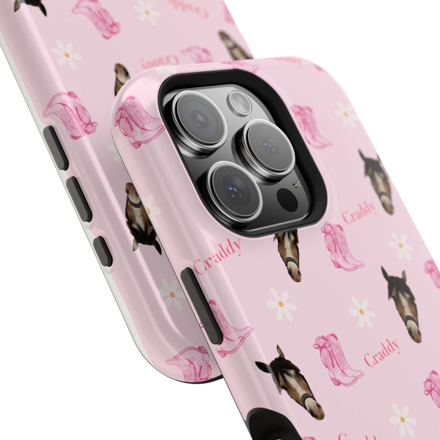 Pink Horse Pattern Magnetic Impact Case — Custom Equestrian iPhone Cover