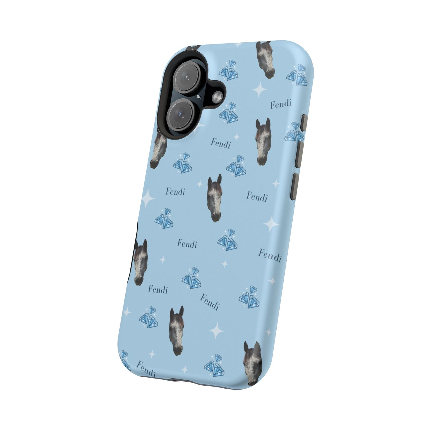 Blue Horse Pattern Magnetic Impact-Resistant Phone Case