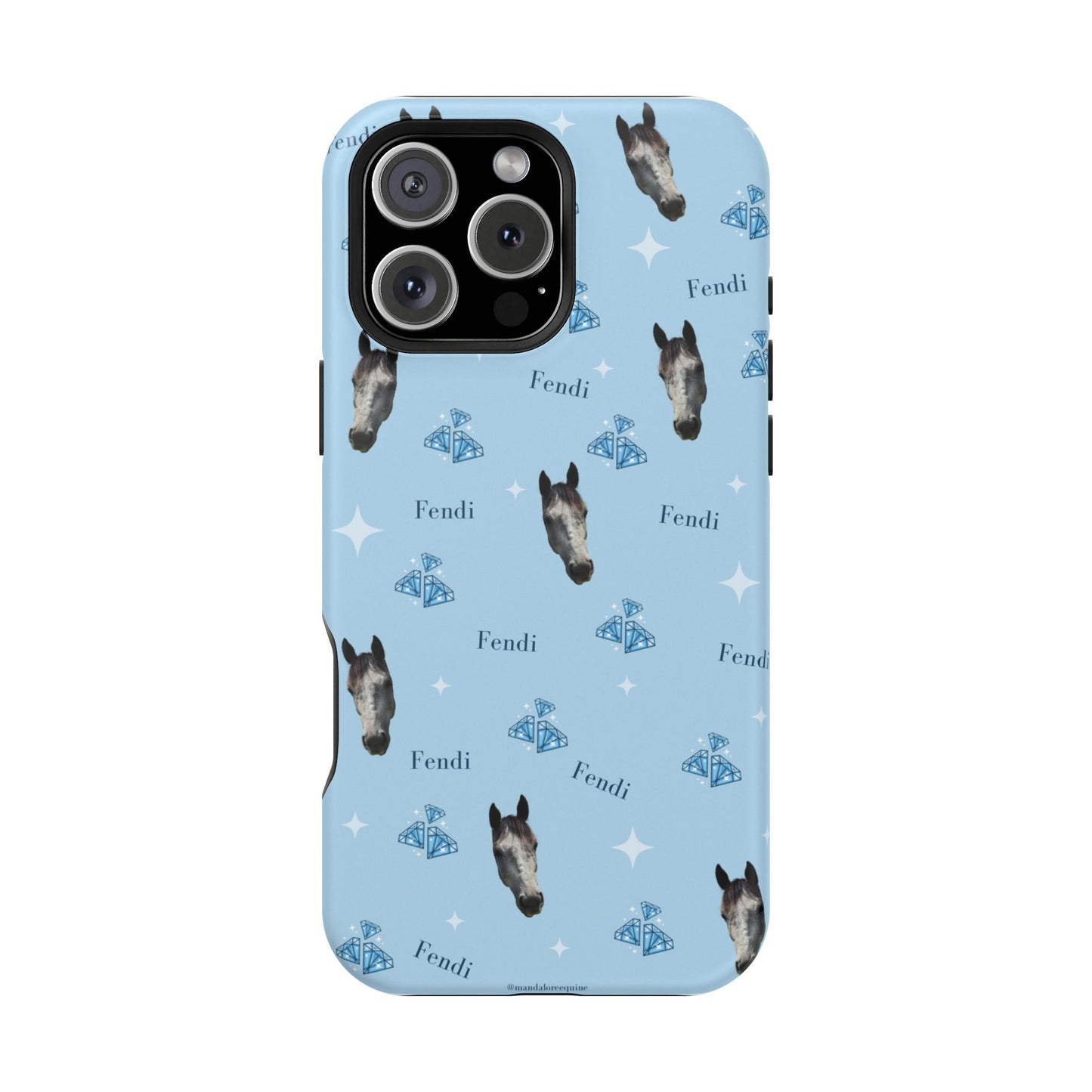 Blue Horse Pattern Magnetic Impact-Resistant Phone Case