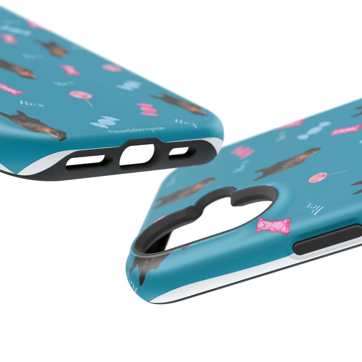 Magnetic Impact-Resistant Phone Case — Teal Doberman Candy Pattern (Protective, Shockproof)