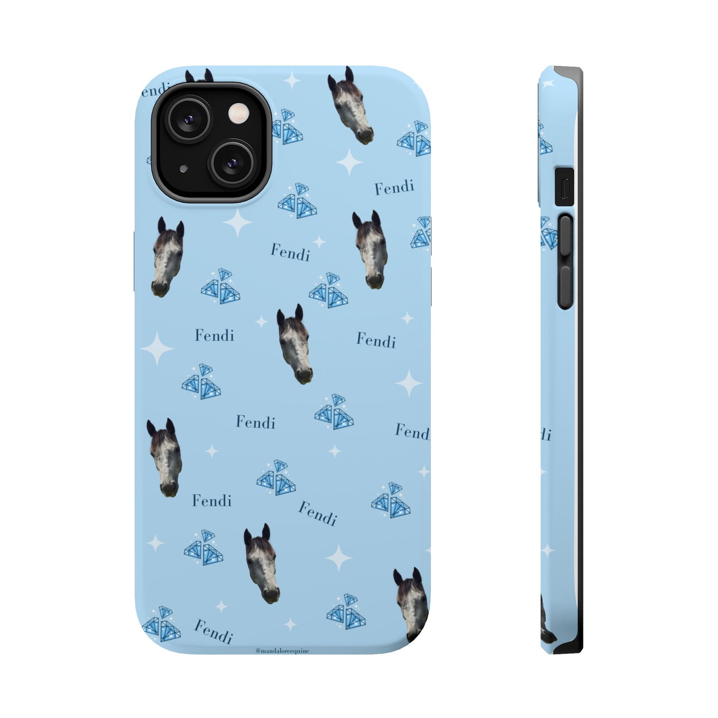 Blue Horse Pattern Magnetic Impact-Resistant Phone Case