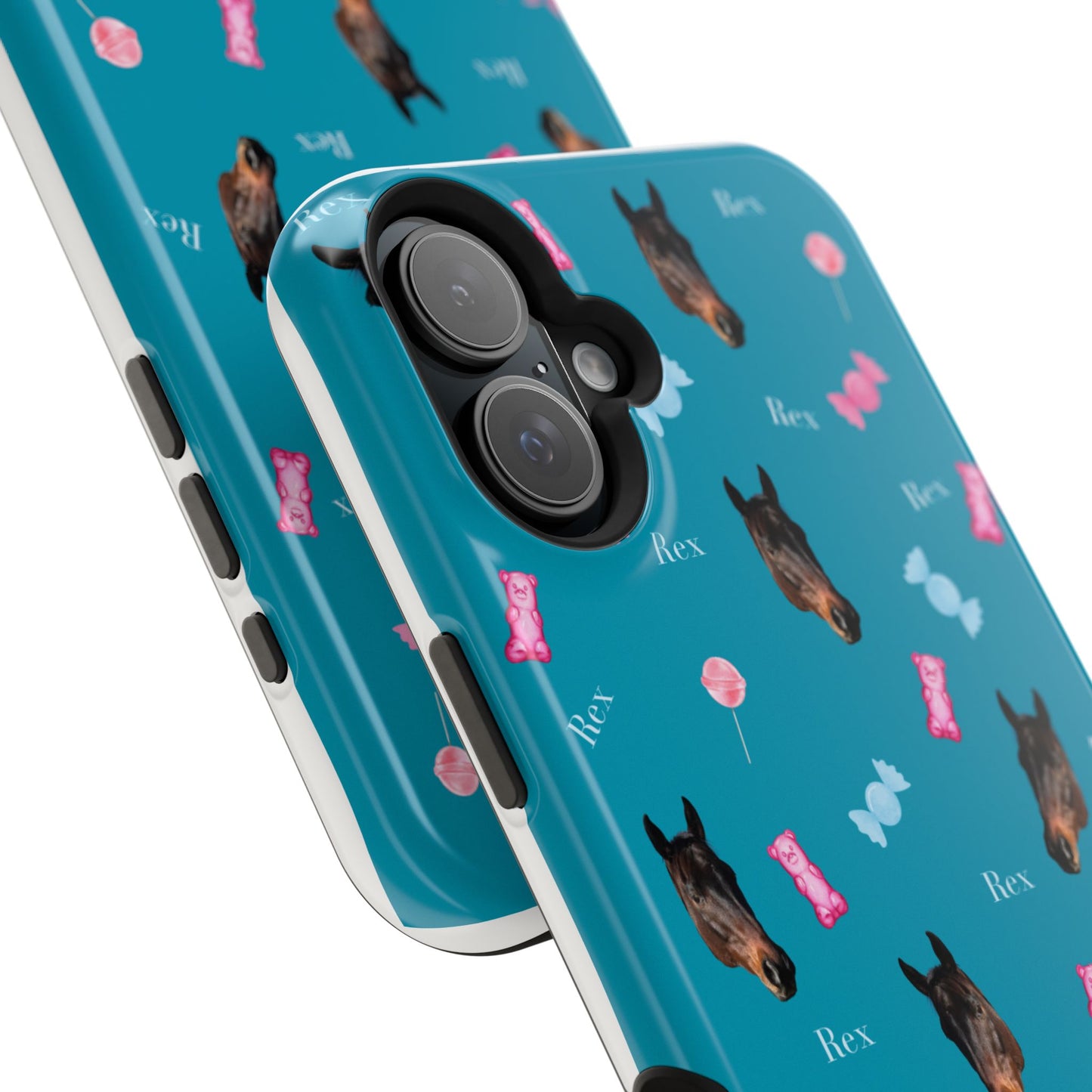 Magnetic Impact-Resistant Phone Case — Teal Doberman Candy Pattern (Protective, Shockproof)