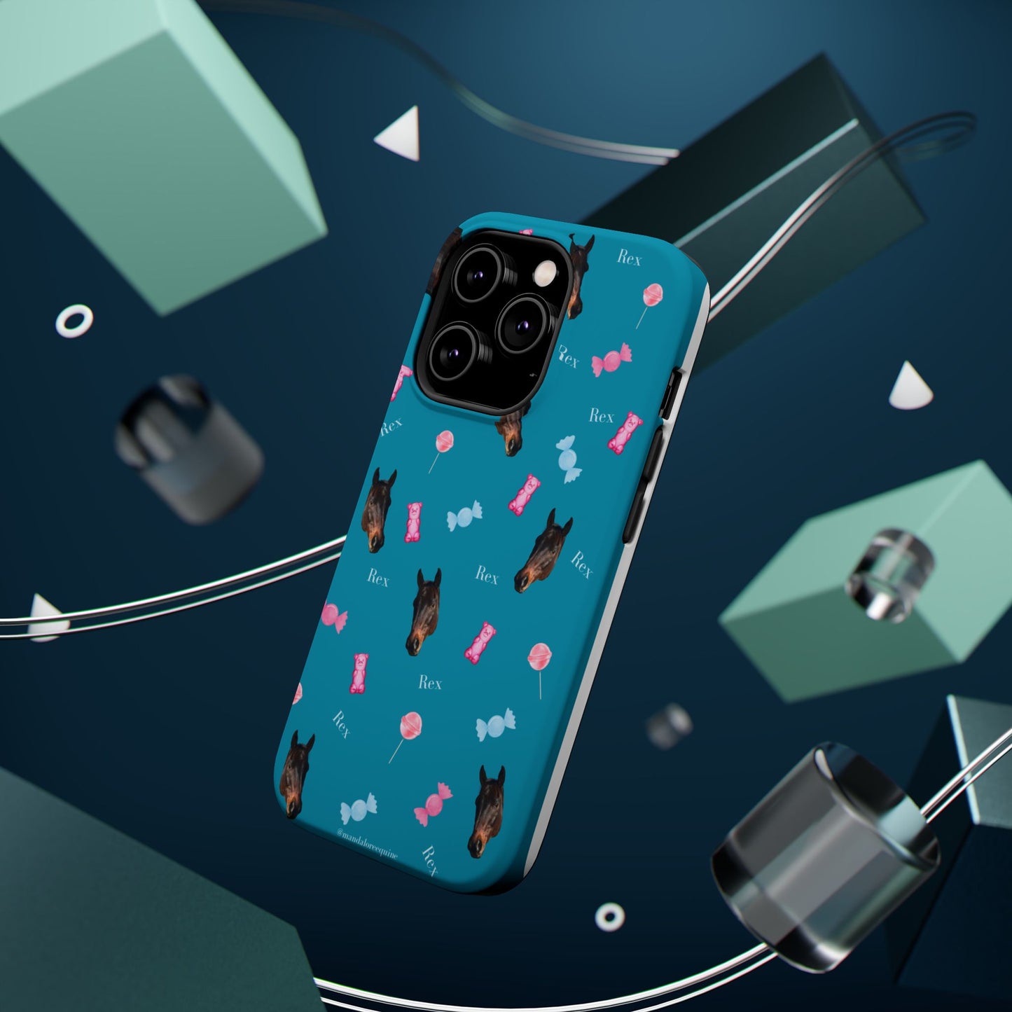 Magnetic Impact-Resistant Phone Case — Teal Doberman Candy Pattern (Protective, Shockproof)