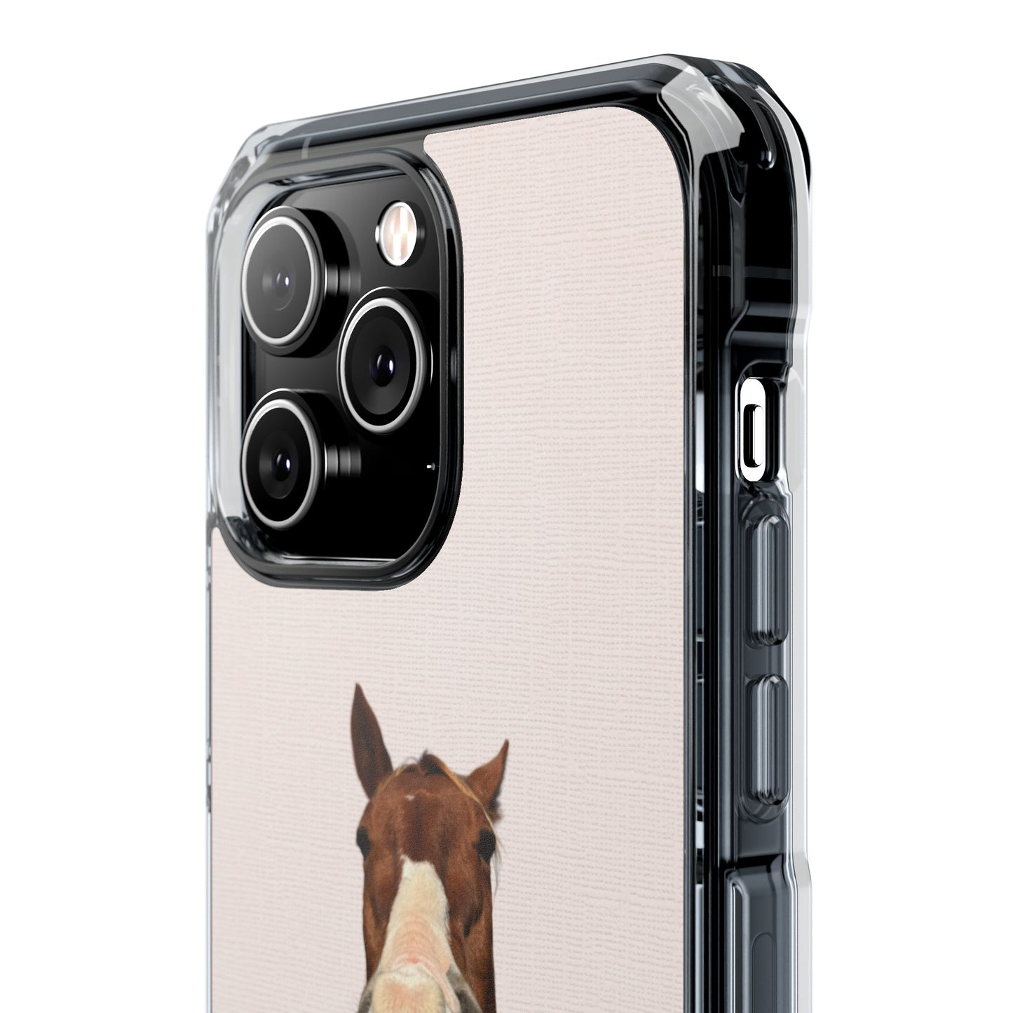 Clear Magnetic Phone Case — Funny Grinning Horse Design