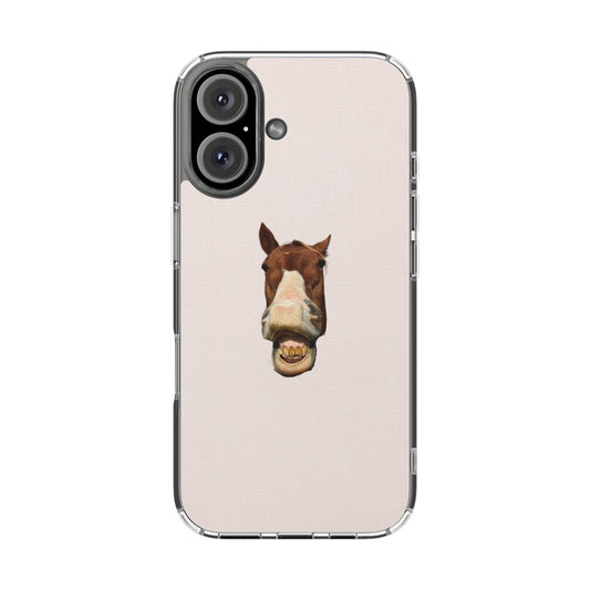 Clear Impact-Resistant Phone Case — Funny Smiling Horse Design