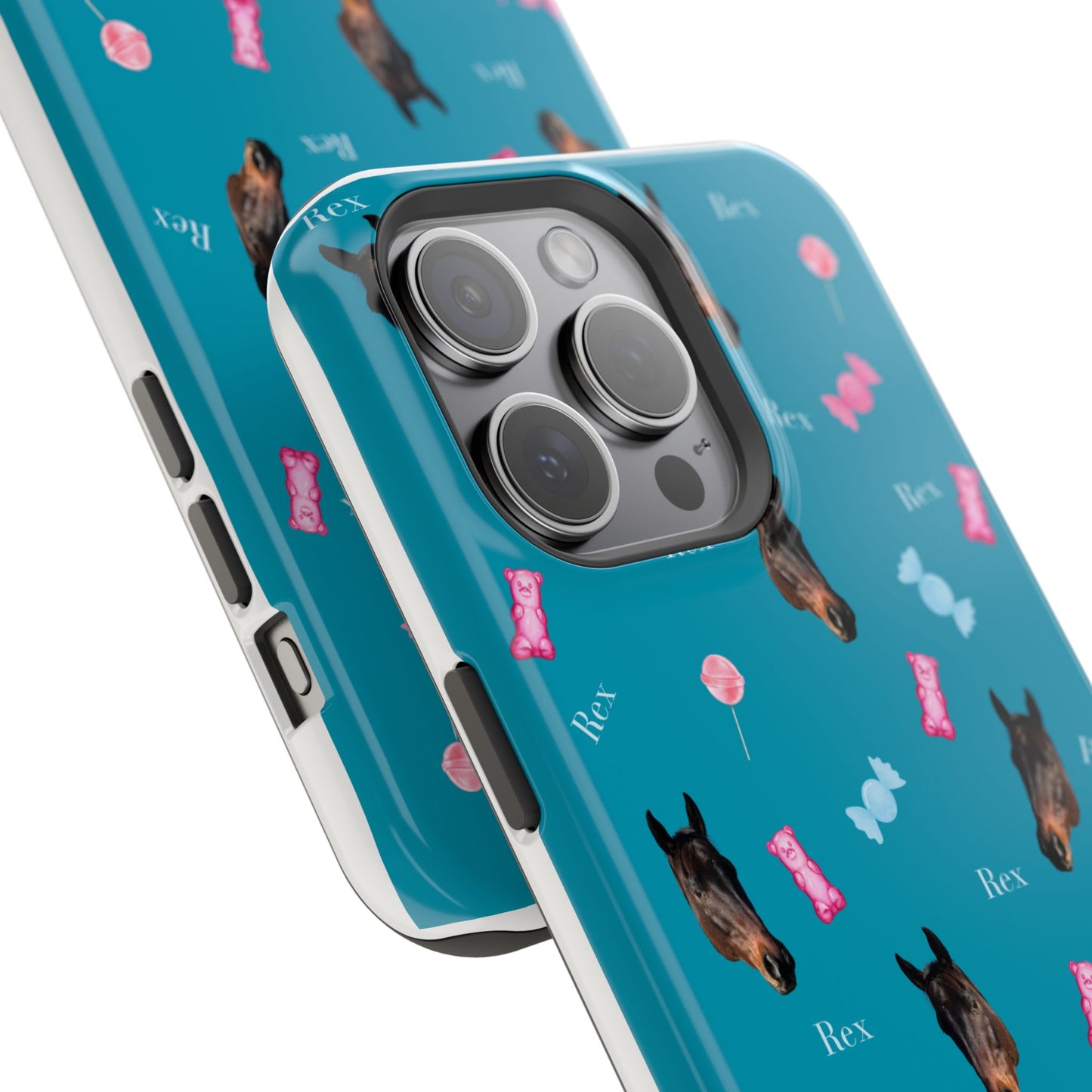 Magnetic Impact-Resistant Phone Case — Teal Doberman Candy Pattern (Protective, Shockproof)